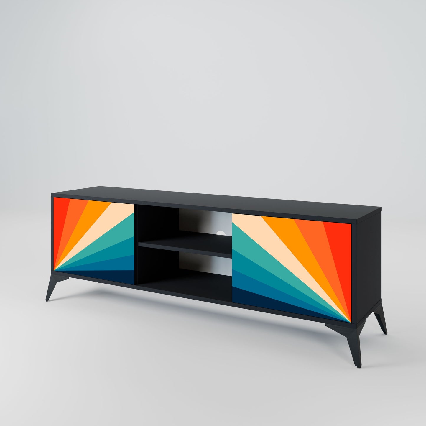 PRISM CONCUSSION 2-Door TV Stand in Black Finish