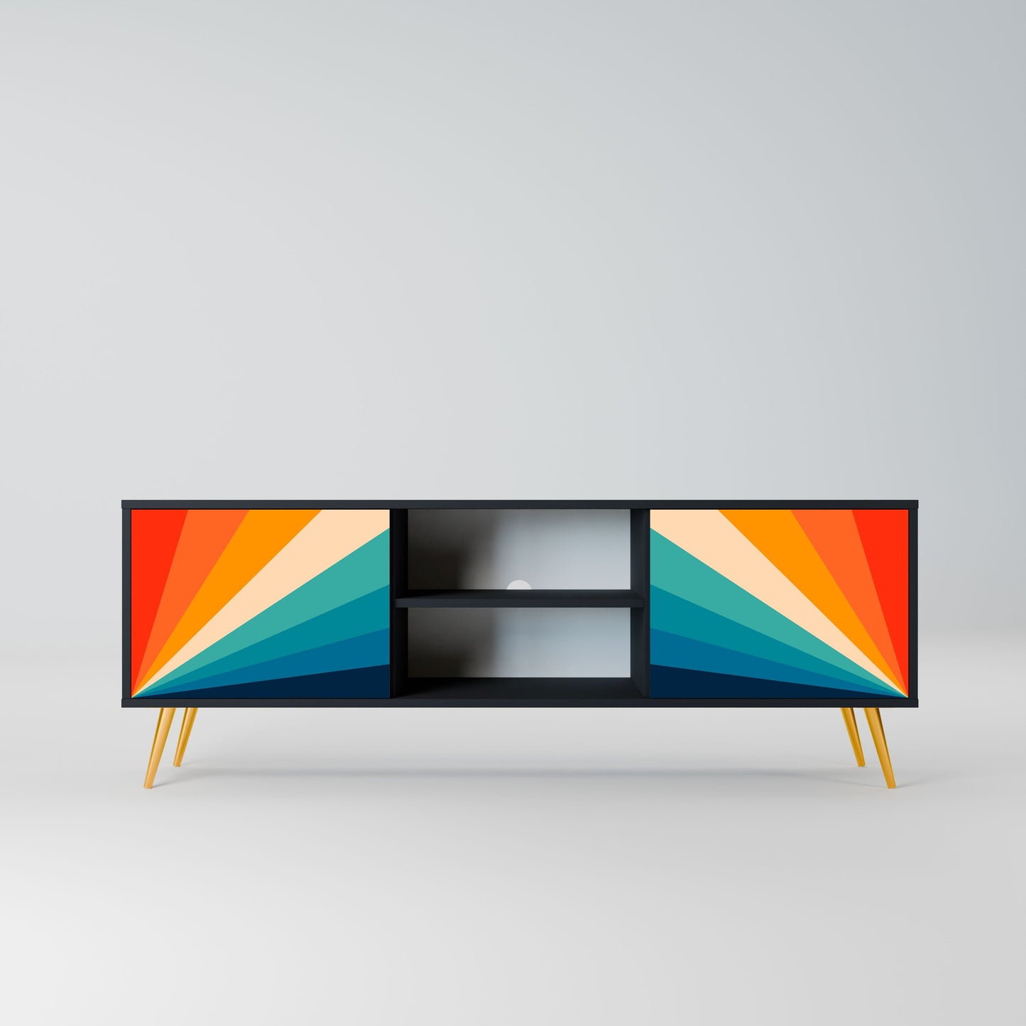 PRISM CONCUSSION 2-Door TV Stand in Black Finish