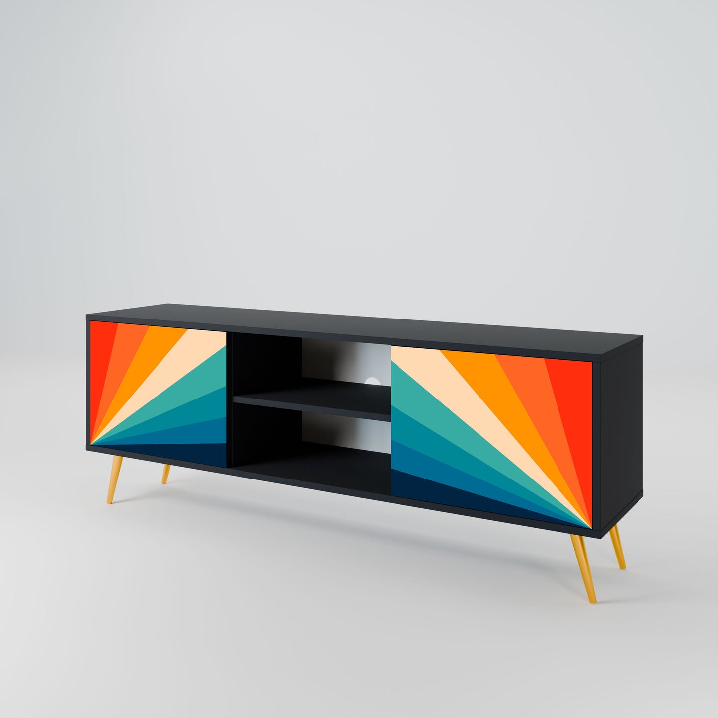 PRISM CONCUSSION 2-Door TV Stand in Black Finish