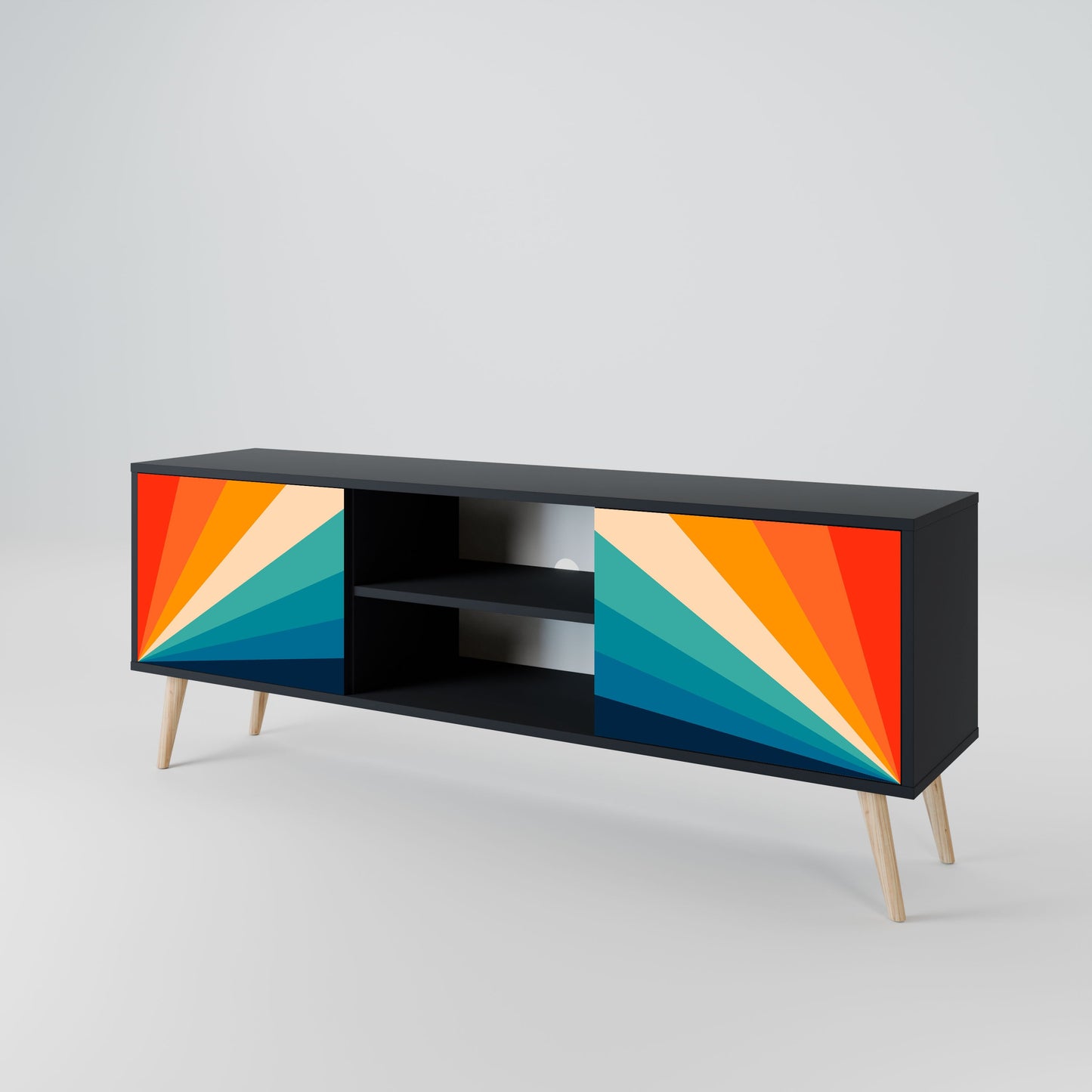PRISM CONCUSSION 2-Door TV Stand in Black Finish