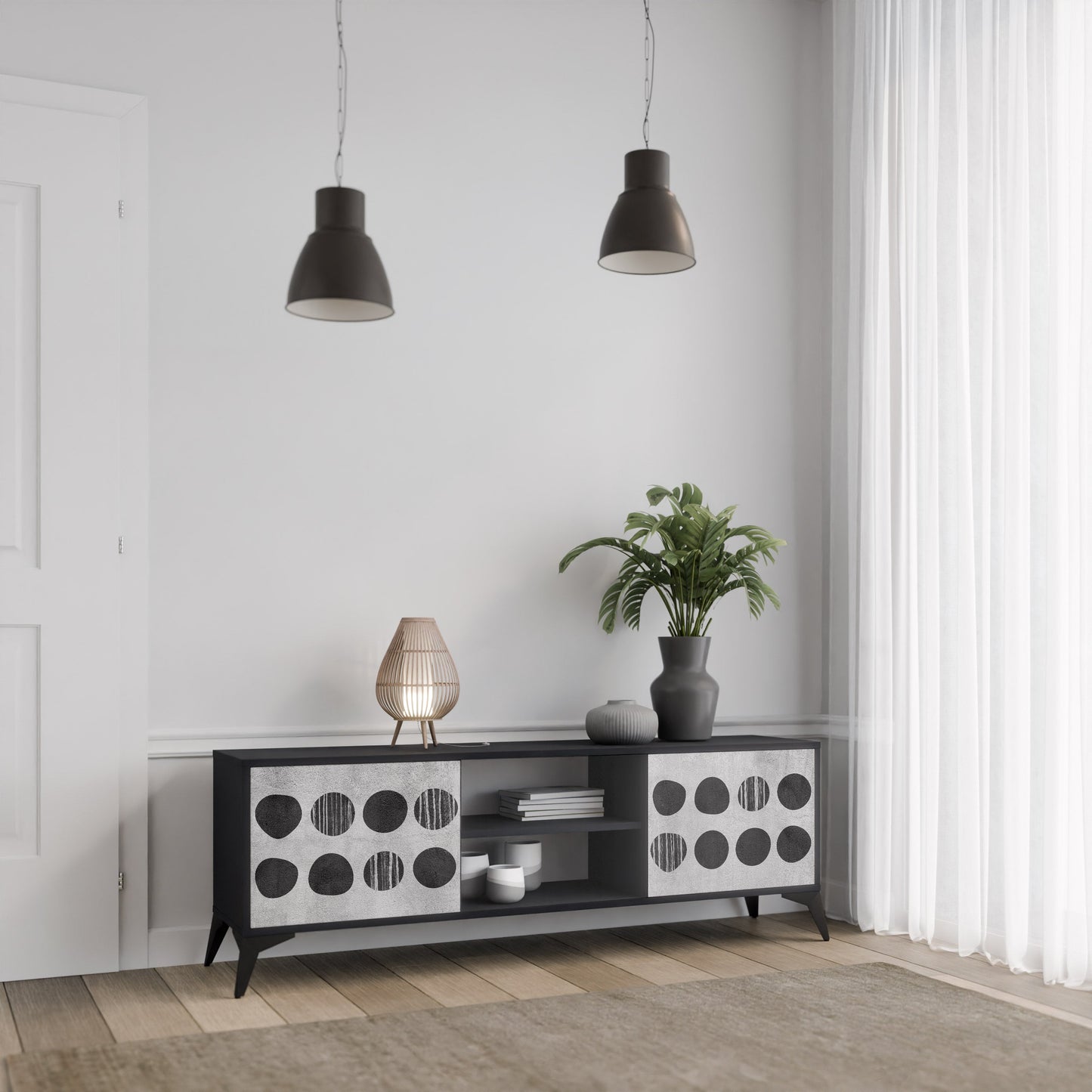 Mobile TV GHOSTLY GRADIENTS a 2 ante con finitura nera
