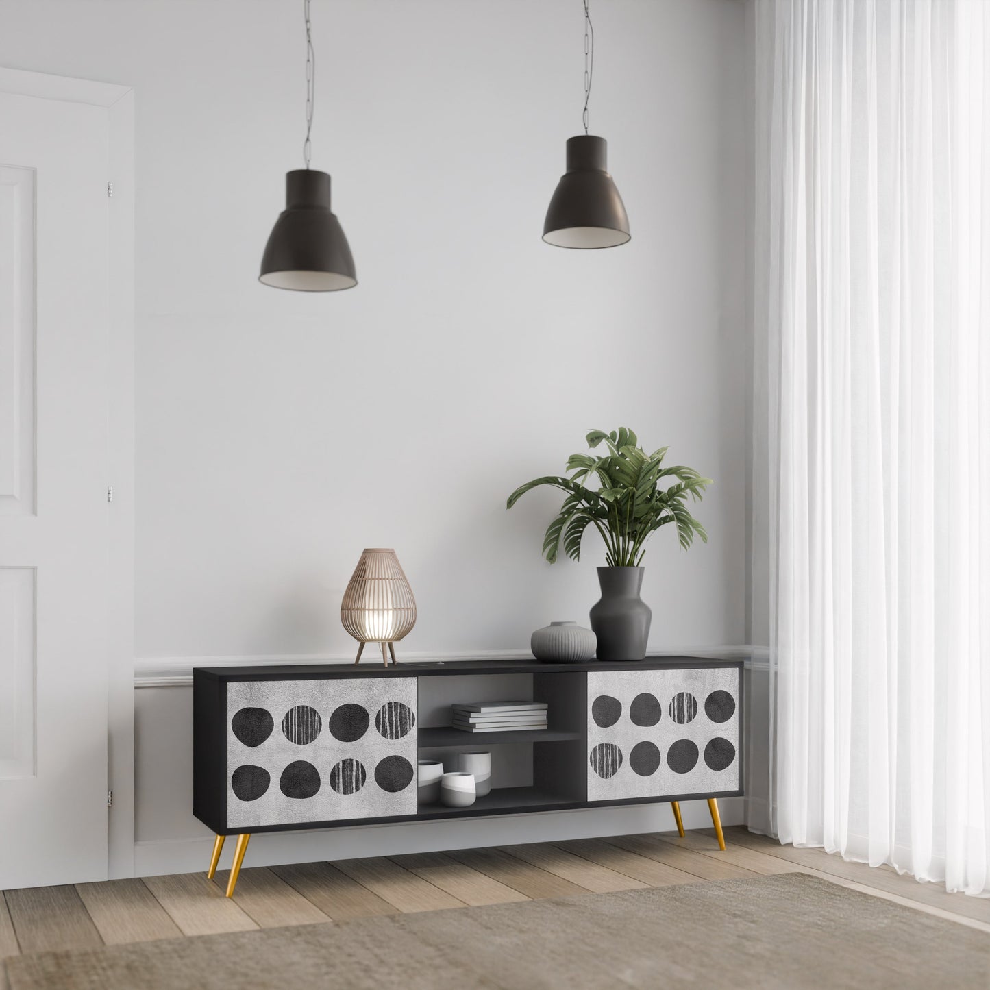 Mobile TV GHOSTLY GRADIENTS a 2 ante con finitura nera