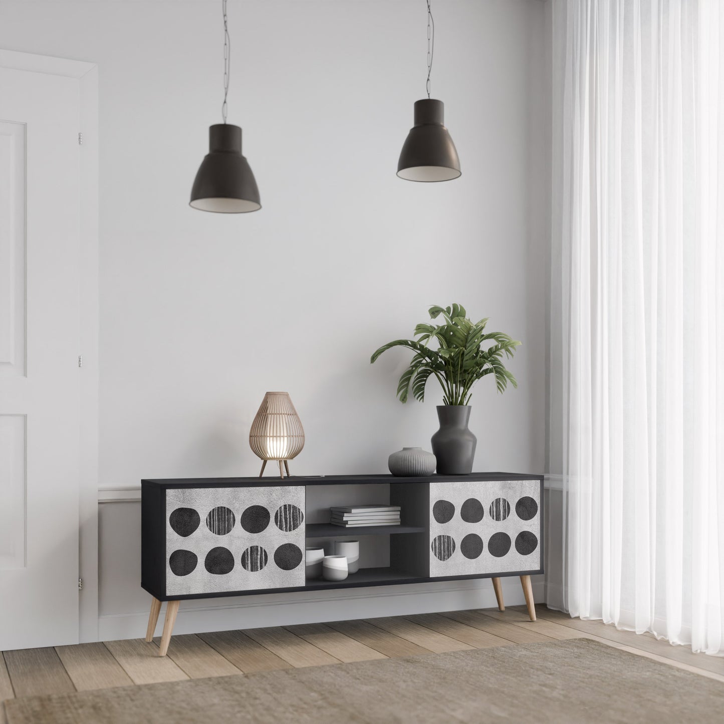 Mobile TV GHOSTLY GRADIENTS a 2 ante con finitura nera