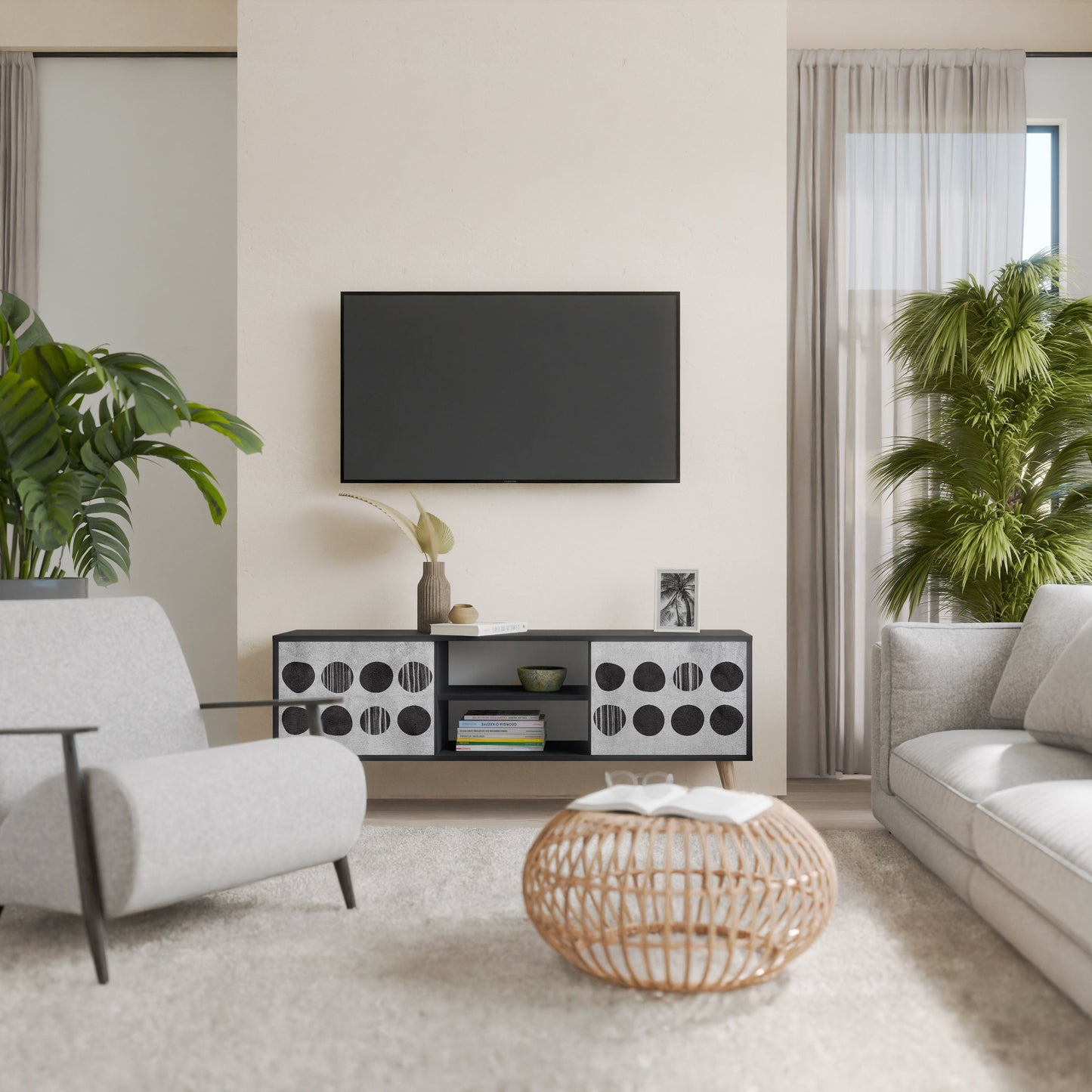 Mobile TV GHOSTLY GRADIENTS a 2 ante con finitura nera