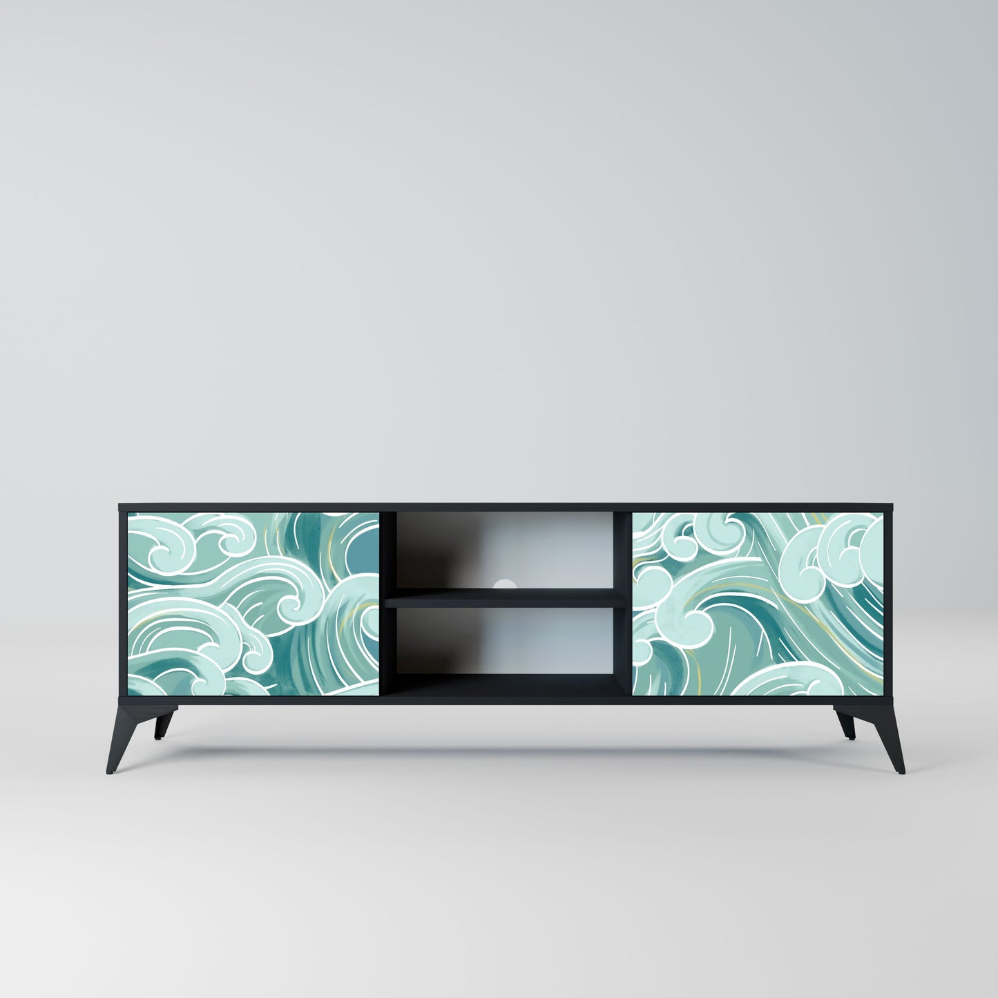ASIAN SWAY 2-Door TV Stand in Black Finish