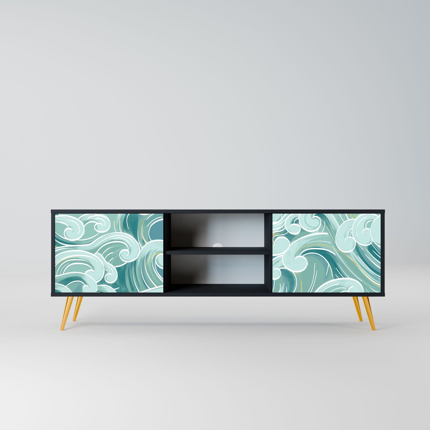 ASIAN SWAY 2-Door TV Stand in Black Finish