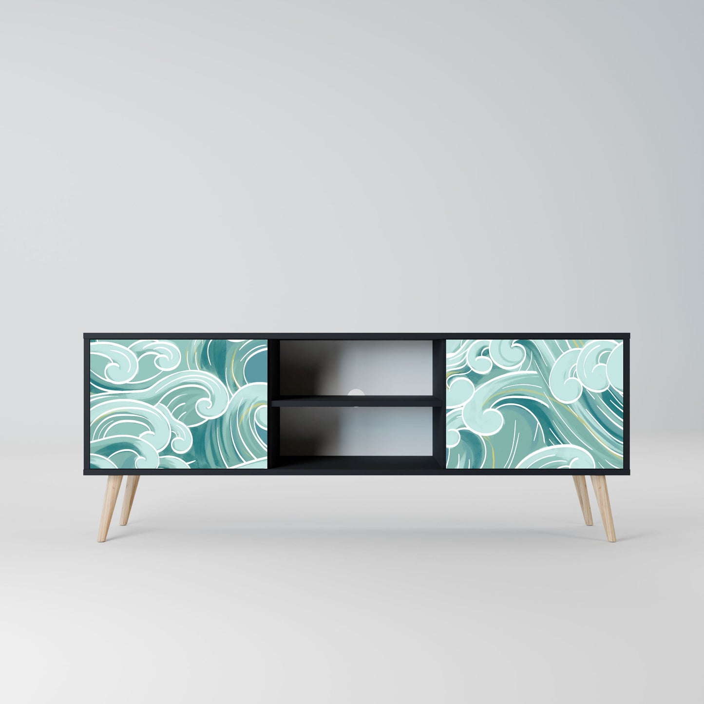 ASIAN SWAY 2-Door TV Stand in Black Finish