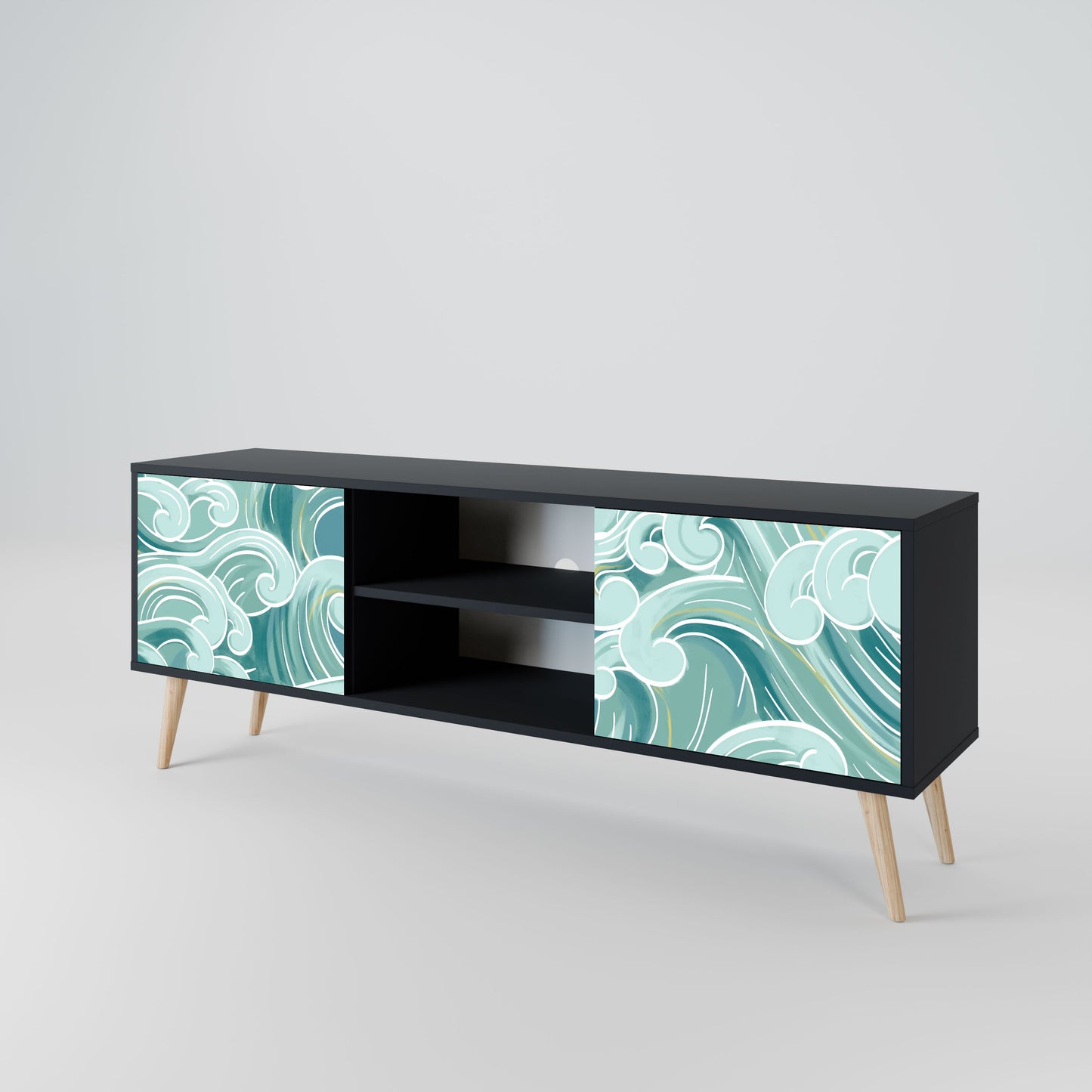 ASIAN SWAY 2-Door TV Stand in Black Finish