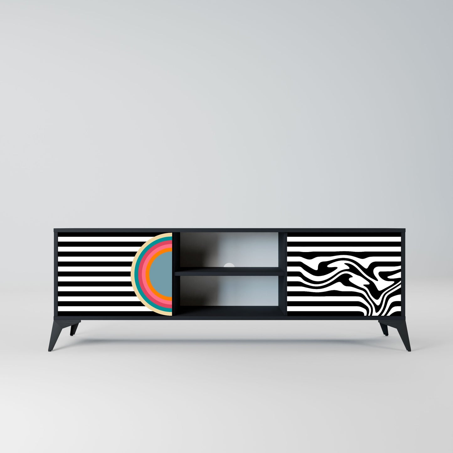 SPECTRA SHOWCASE 2-Door TV Stand in Black Finish