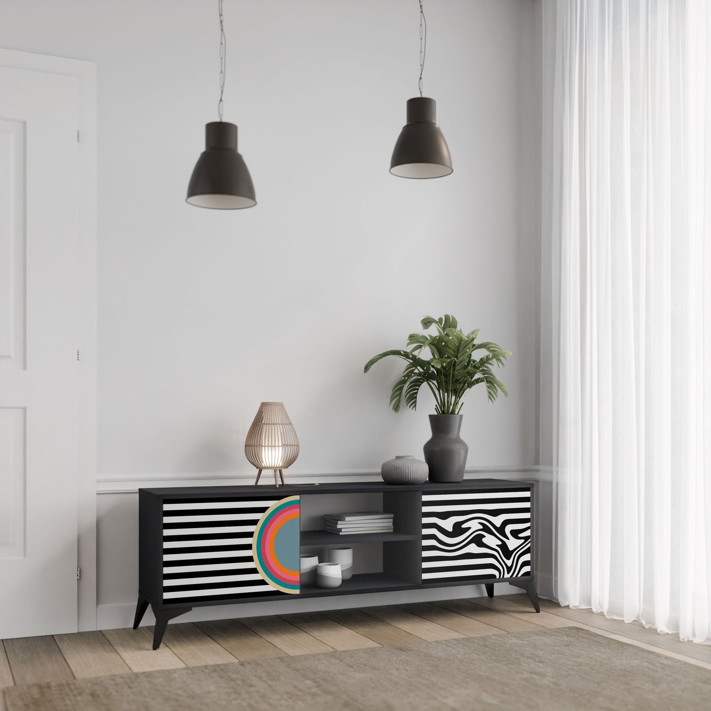 SPECTRA SHOWCASE 2-Door TV Stand in Black Finish