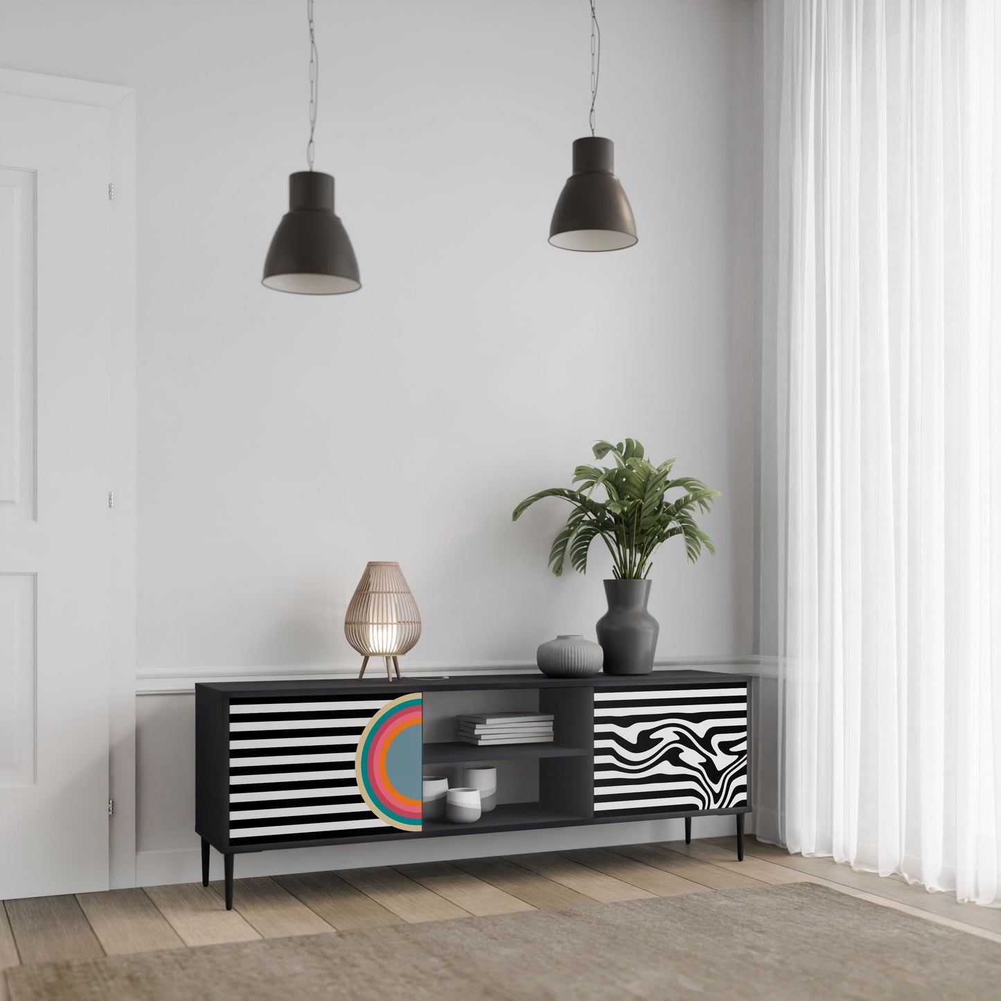 SPECTRA SHOWCASE 2-Door TV Stand in Black Finish