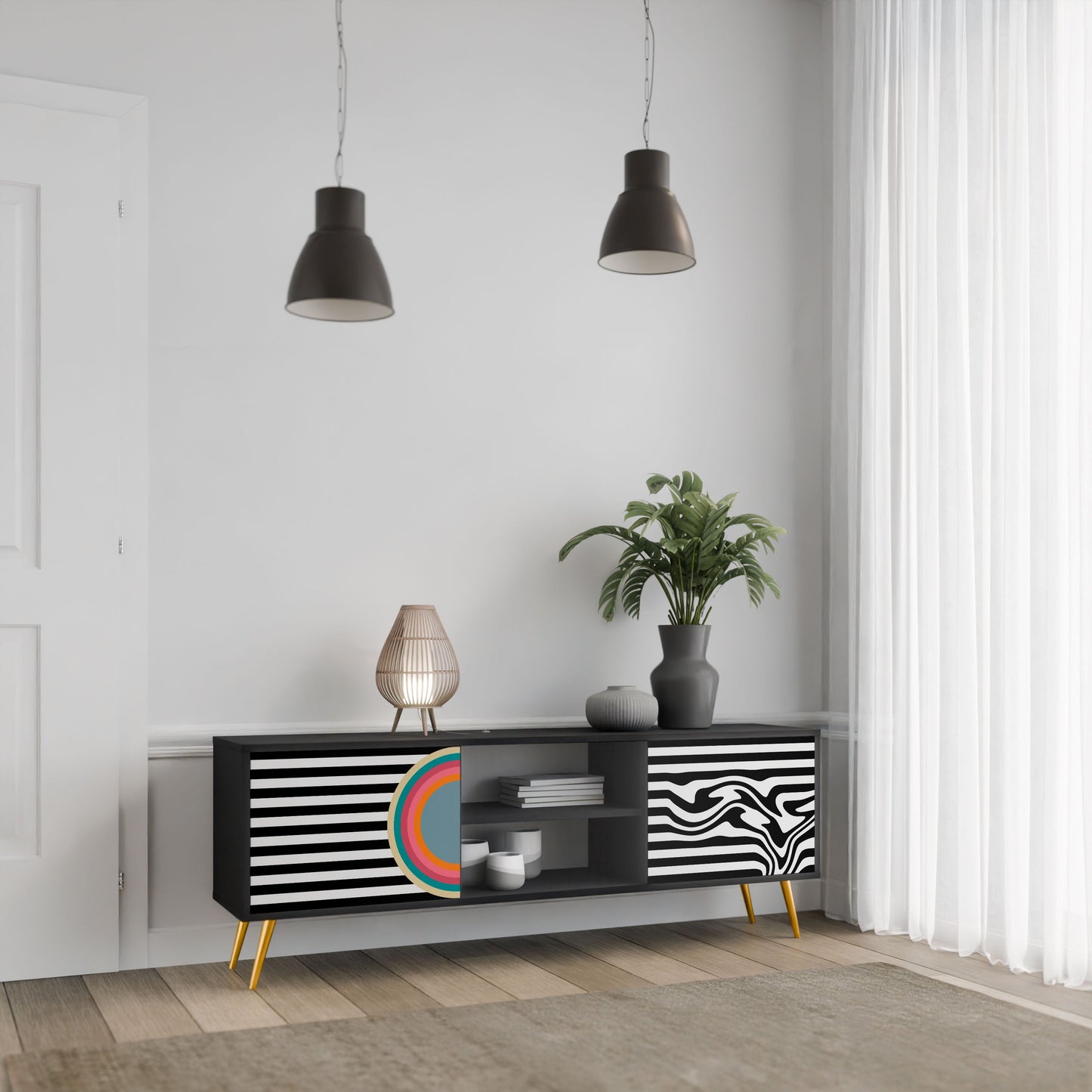 SPECTRA SHOWCASE 2-Door TV Stand in Black Finish