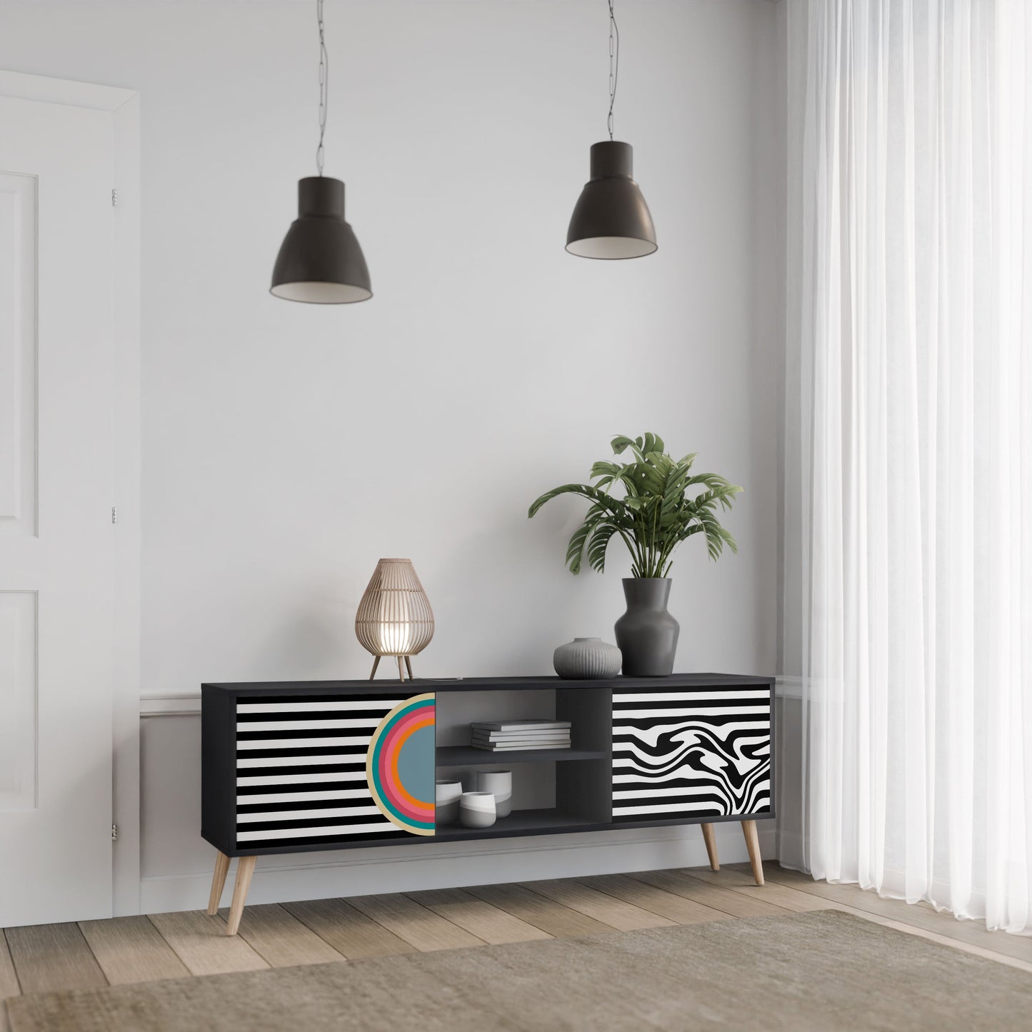 SPECTRA SHOWCASE 2-Door TV Stand in Black Finish