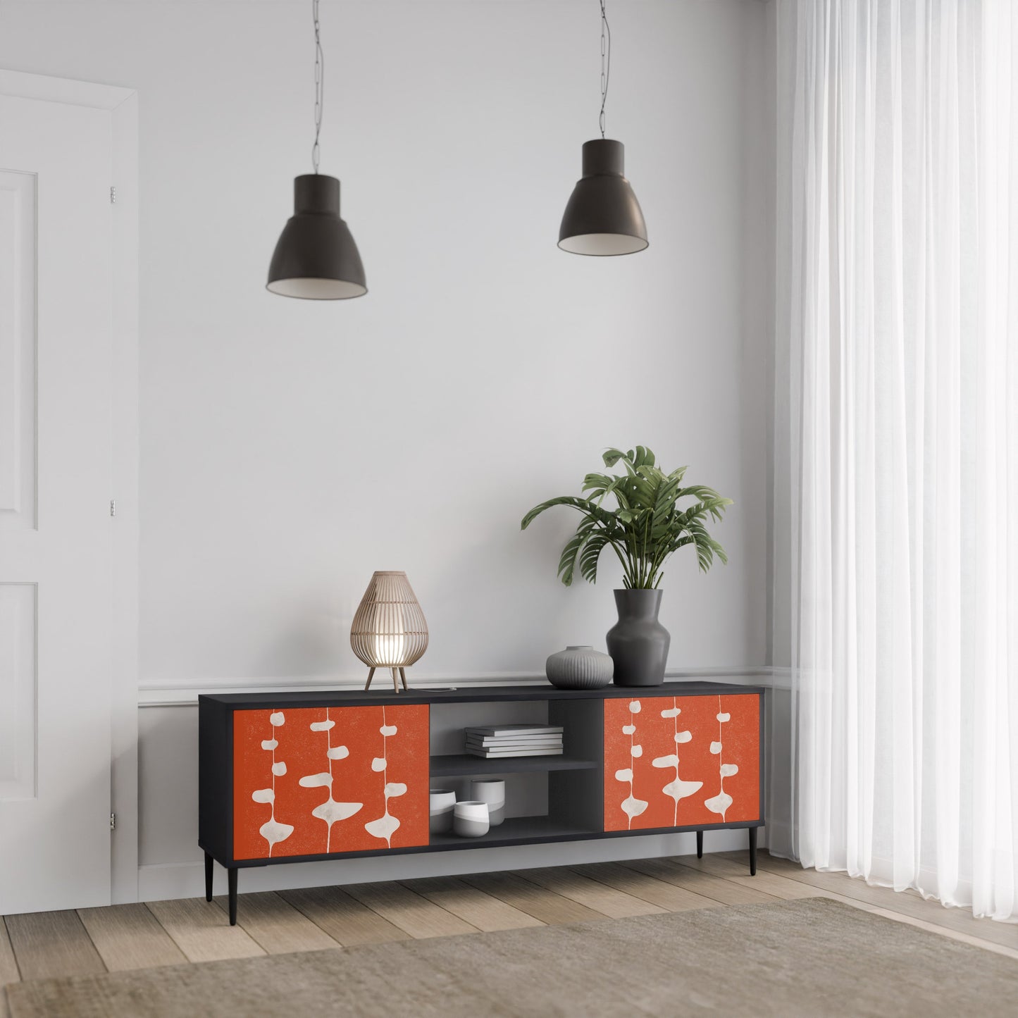 Mobile TV COURAGE MOLD a 2 ante con finitura nera