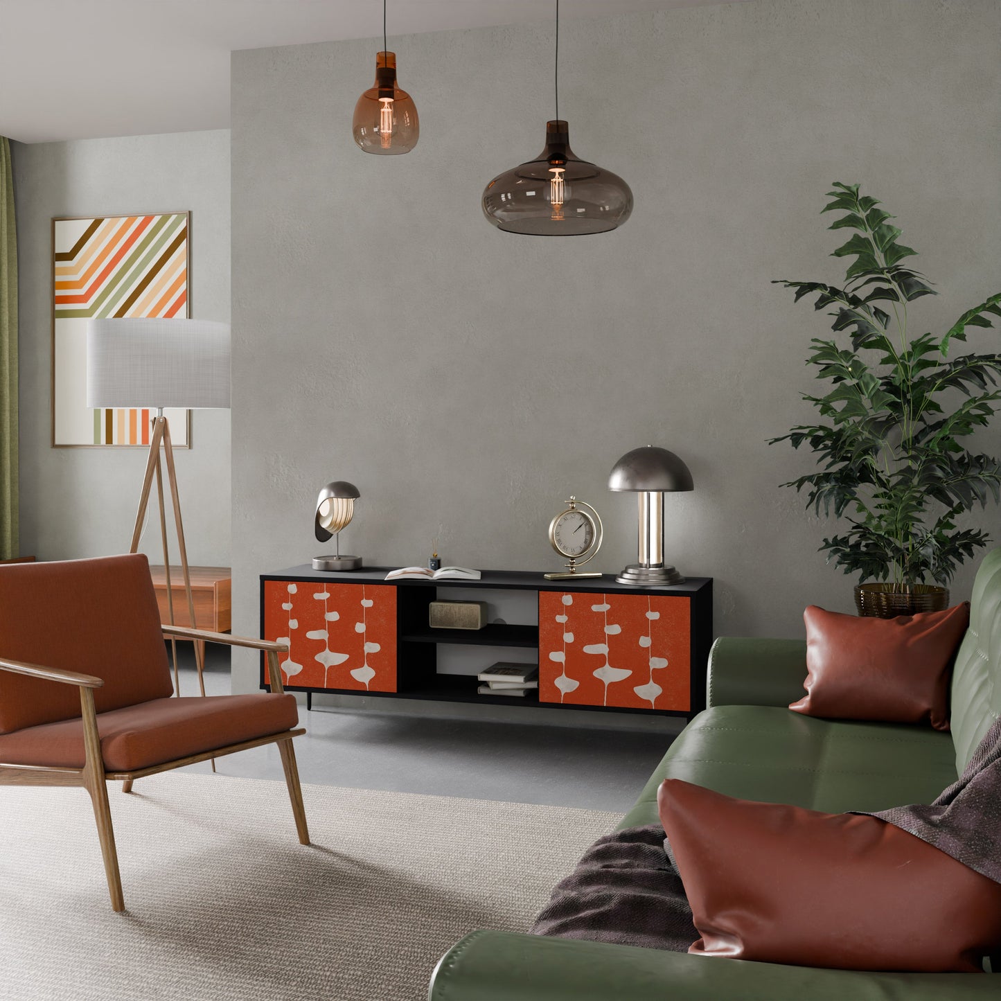 Mobile TV COURAGE MOLD a 2 ante con finitura nera