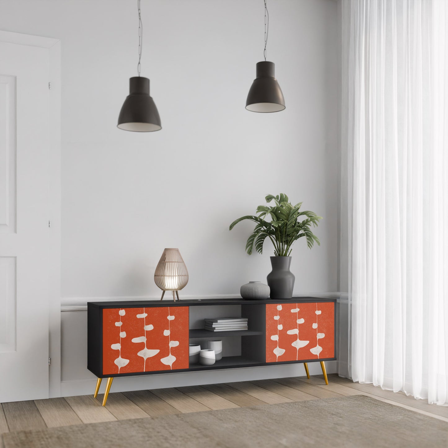 Mobile TV COURAGE MOLD a 2 ante con finitura nera
