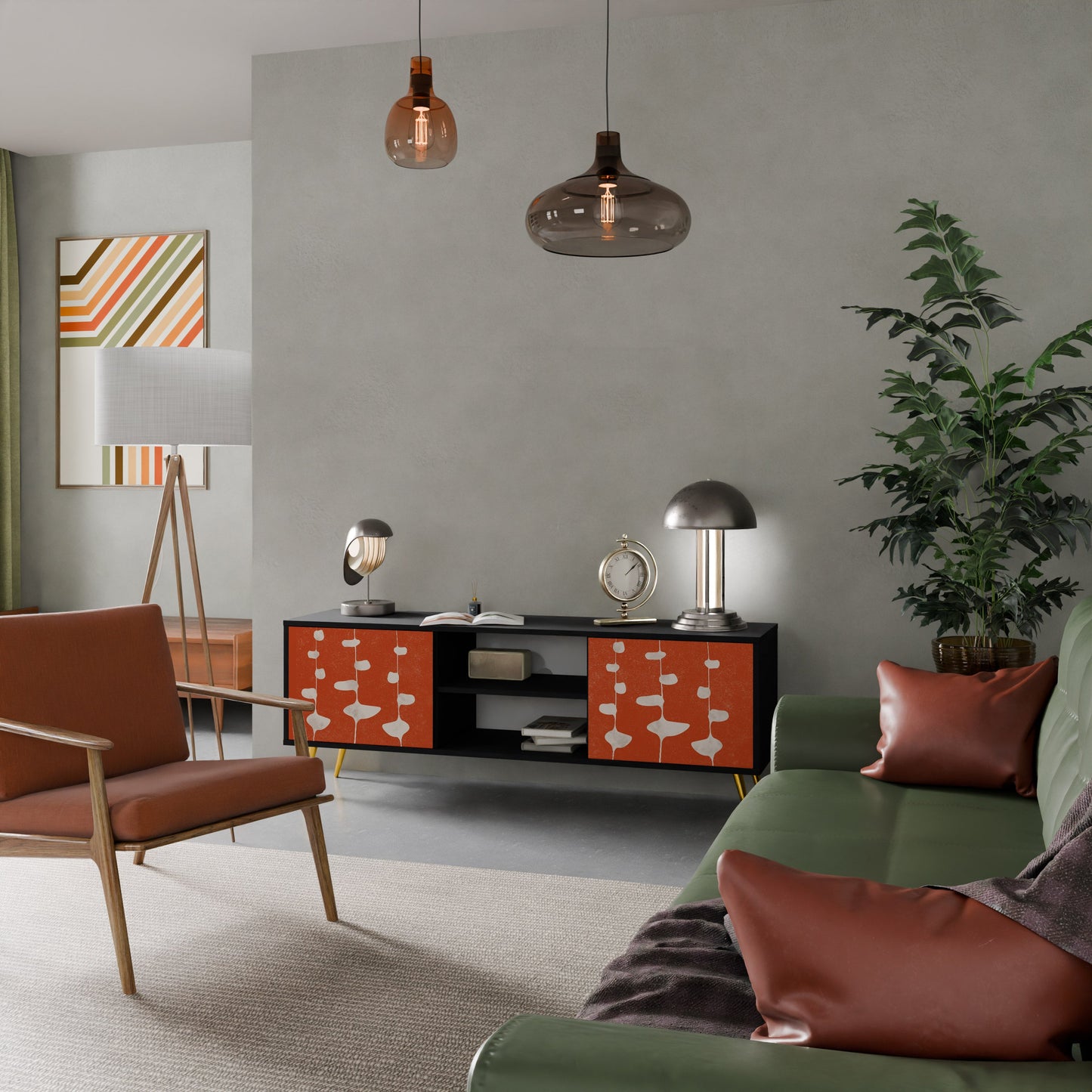 Mobile TV COURAGE MOLD a 2 ante con finitura nera