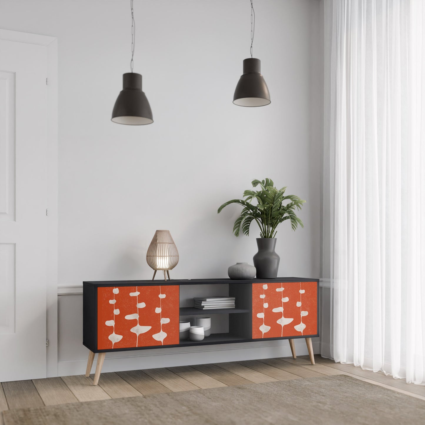 Mobile TV COURAGE MOLD a 2 ante con finitura nera