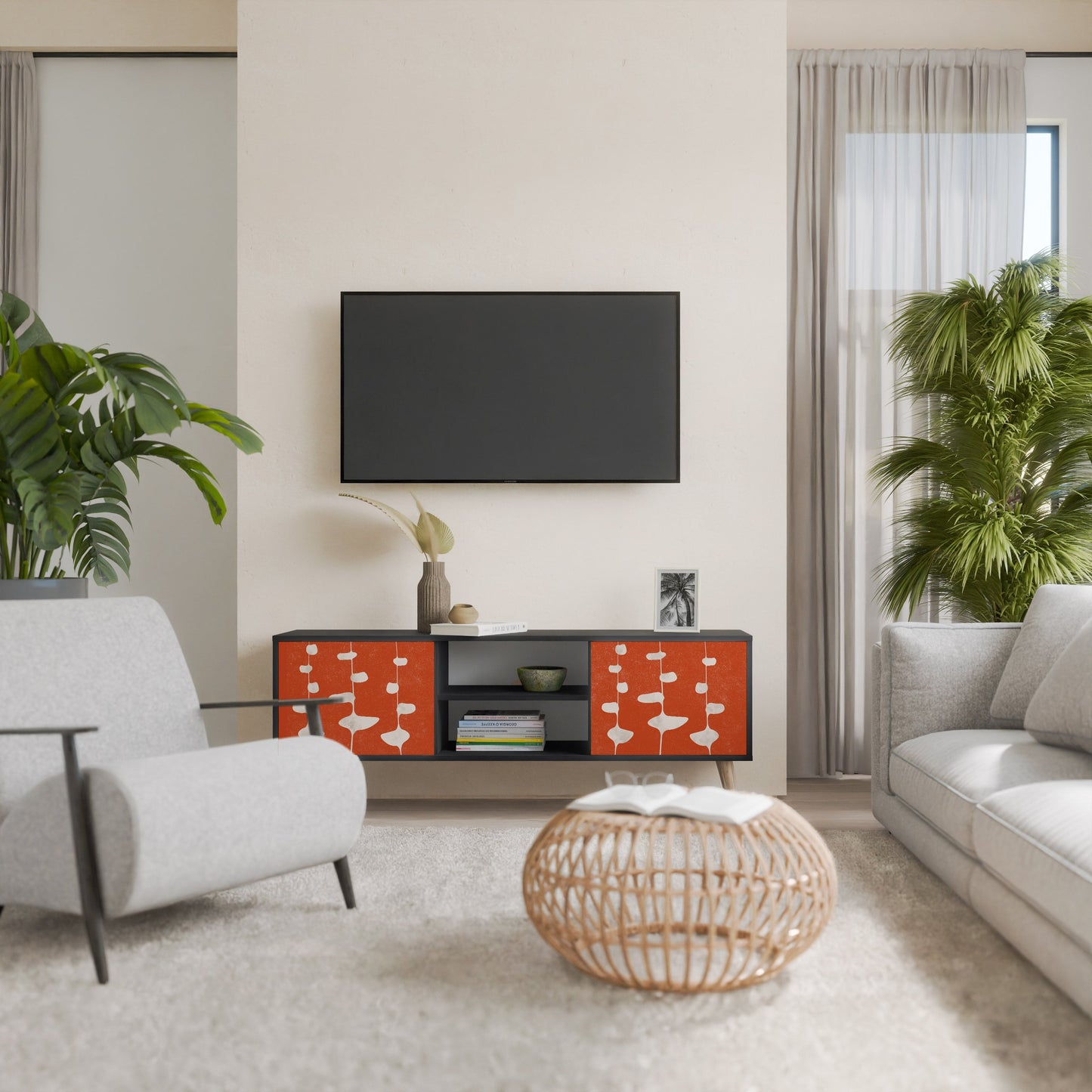 Mobile TV COURAGE MOLD a 2 ante con finitura nera