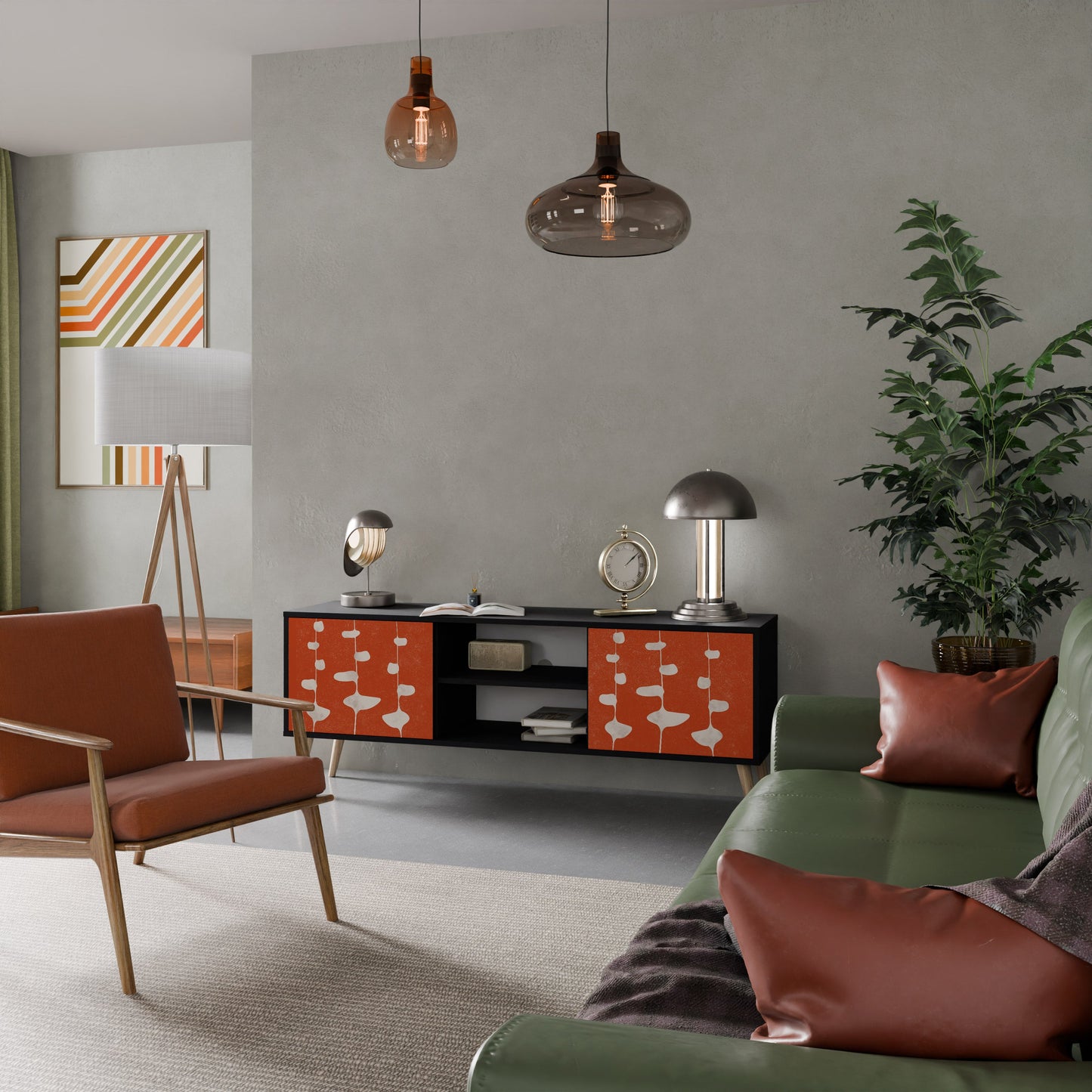 Mobile TV COURAGE MOLD a 2 ante con finitura nera