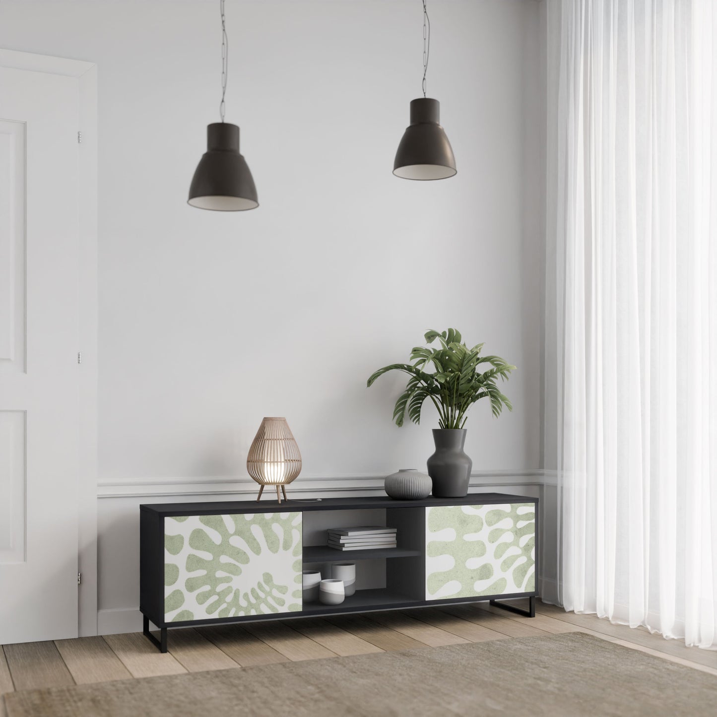 HELIX DANCE 2-Door TV Stand in Black Finish