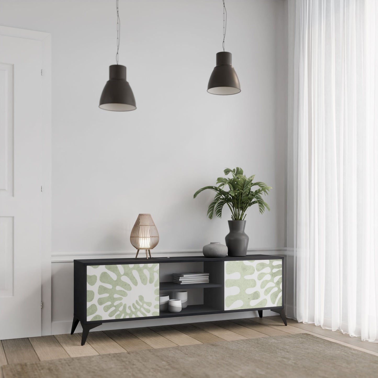 HELIX DANCE 2-Door TV Stand in Black Finish