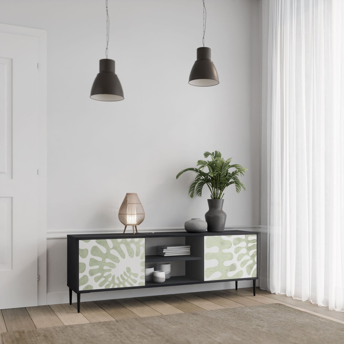 HELIX DANCE 2-Door TV Stand in Black Finish