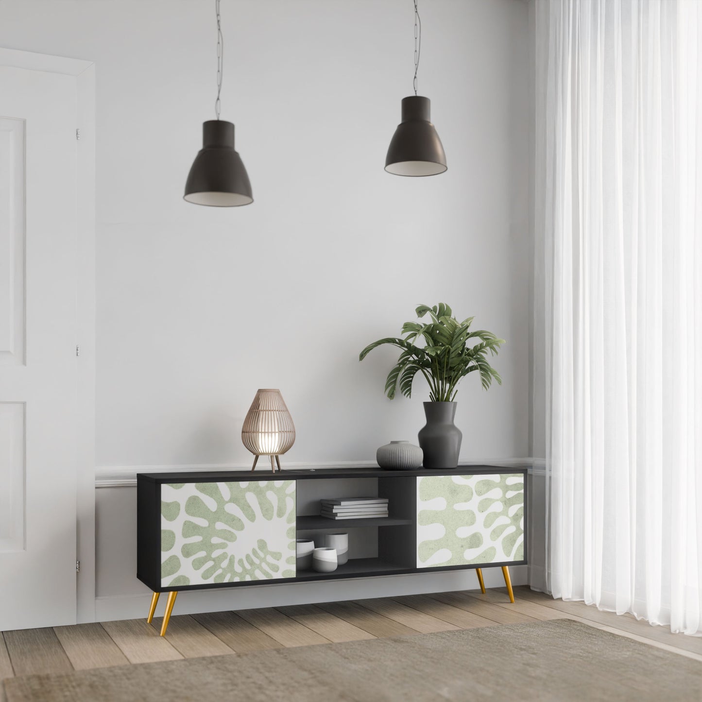 HELIX DANCE 2-Door TV Stand in Black Finish