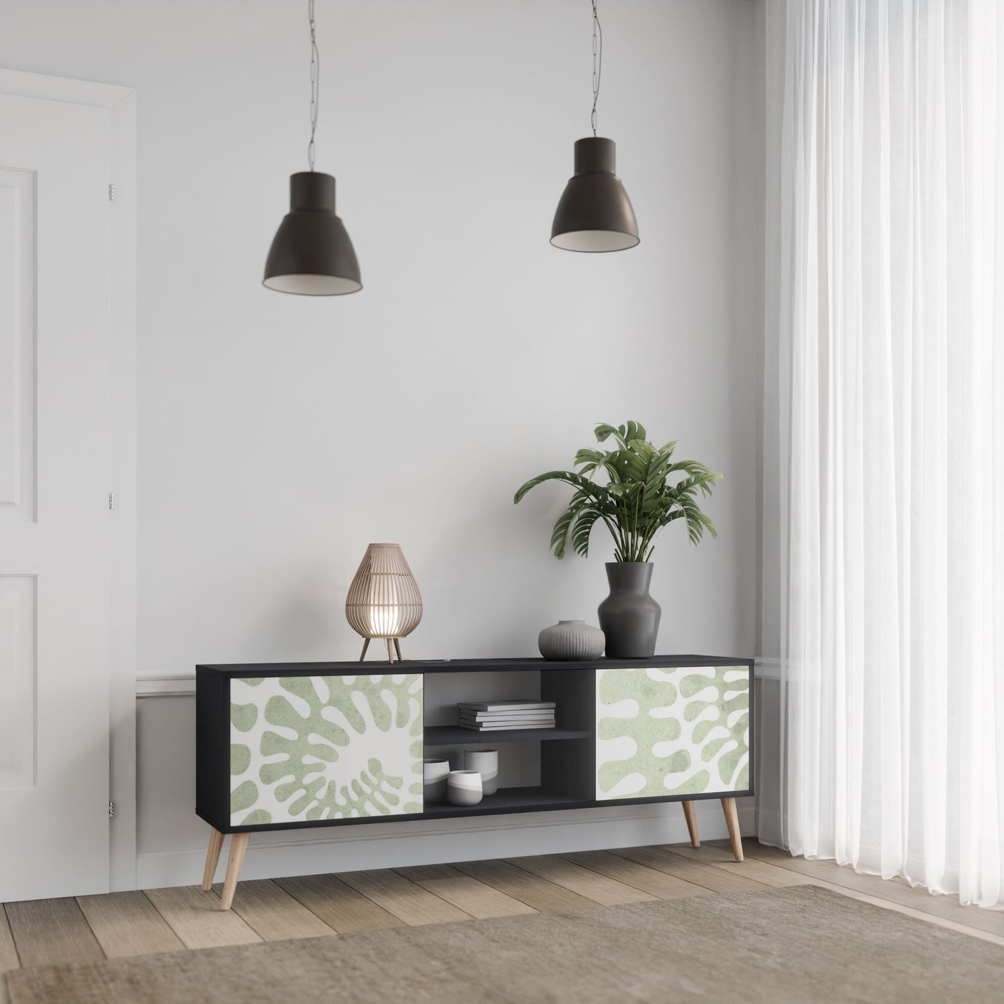 HELIX DANCE 2-Door TV Stand in Black Finish