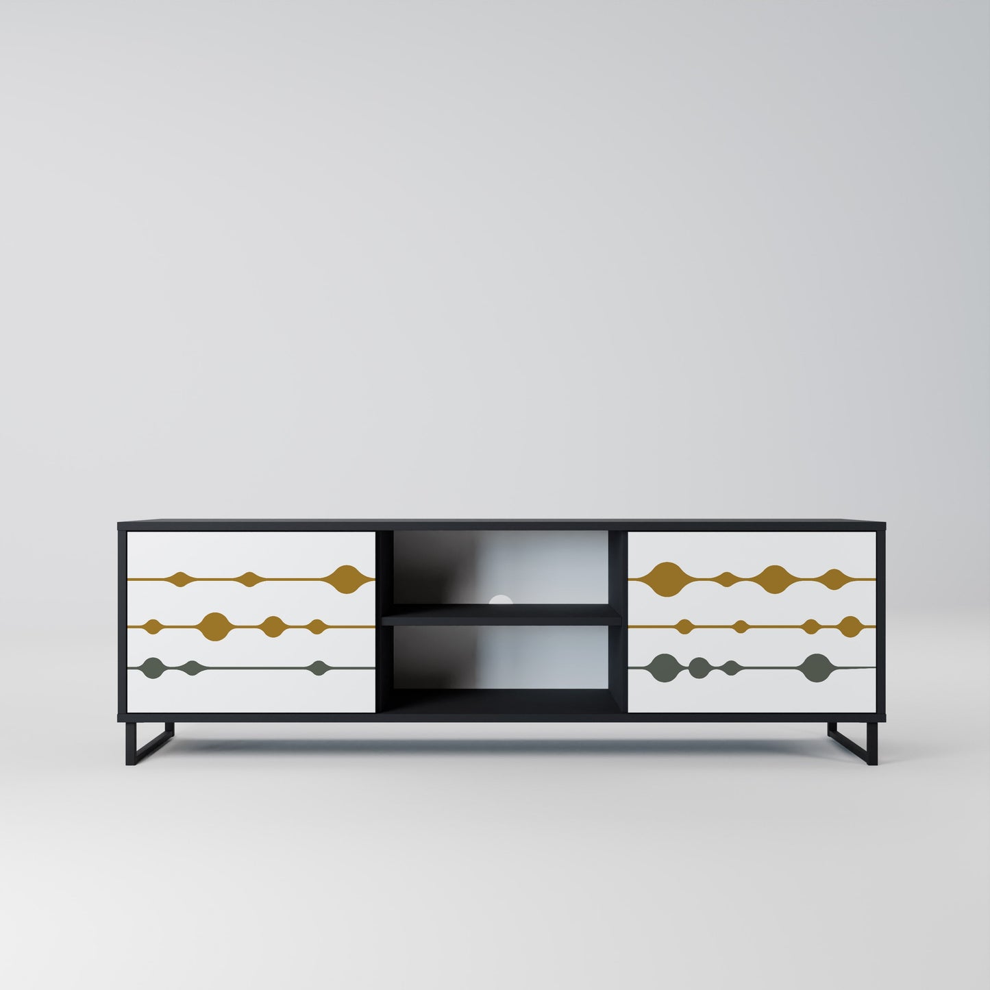 VIVID TONE 2-Door TV Stand in Black Finish