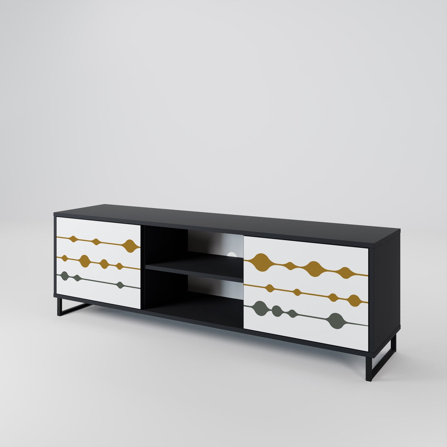 VIVID TONE 2-Door TV Stand in Black Finish