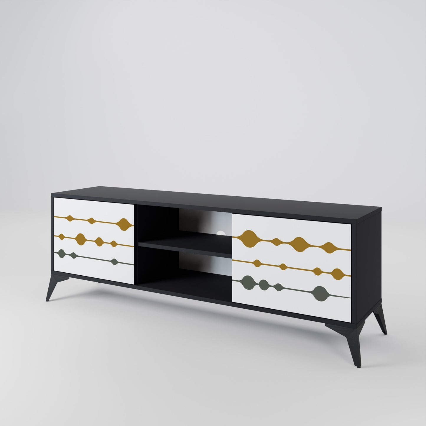 VIVID TONE 2-Door TV Stand in Black Finish