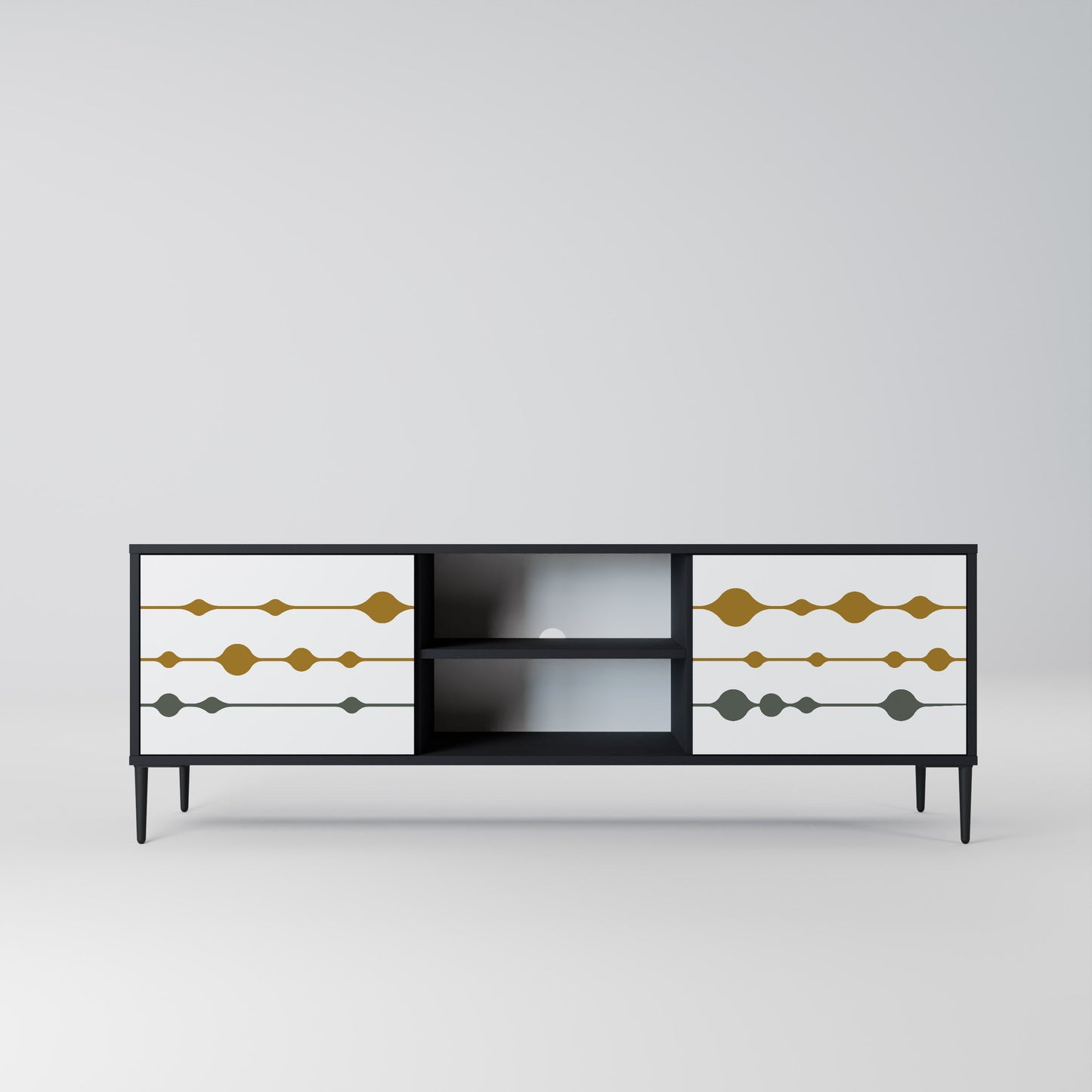VIVID TONE 2-Door TV Stand in Black Finish