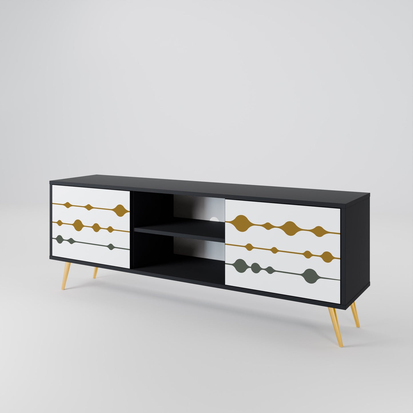 VIVID TONE 2-Door TV Stand in Black Finish