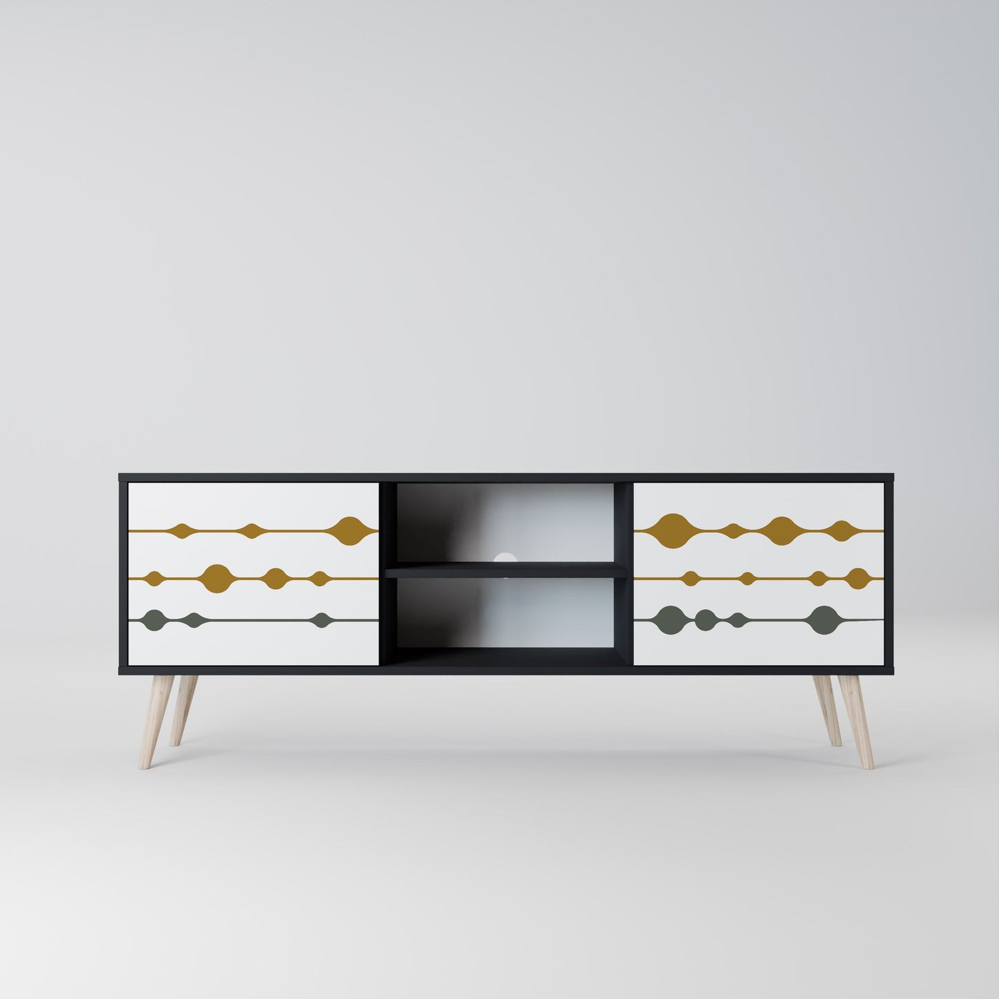 VIVID TONE 2-Door TV Stand in Black Finish