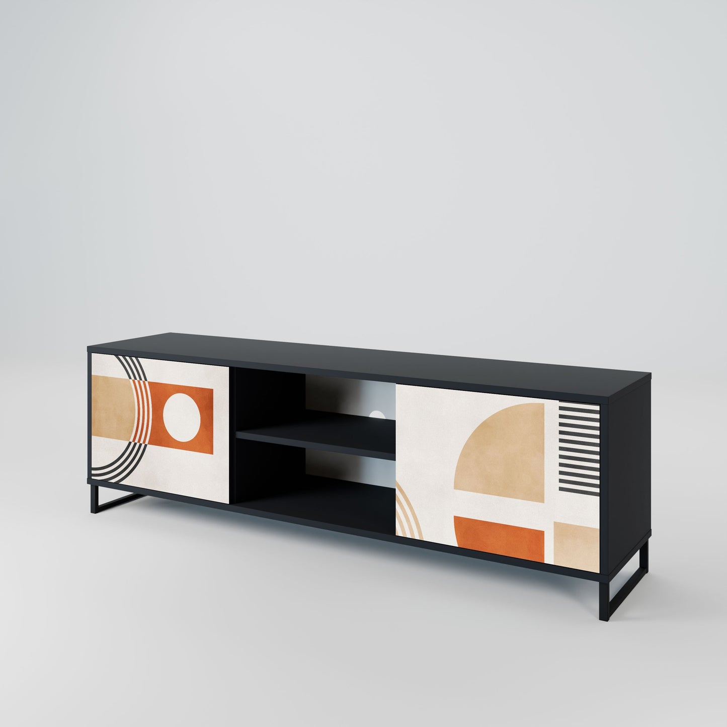 SPACE AROUND 2-Door TV Stand in Black Finish