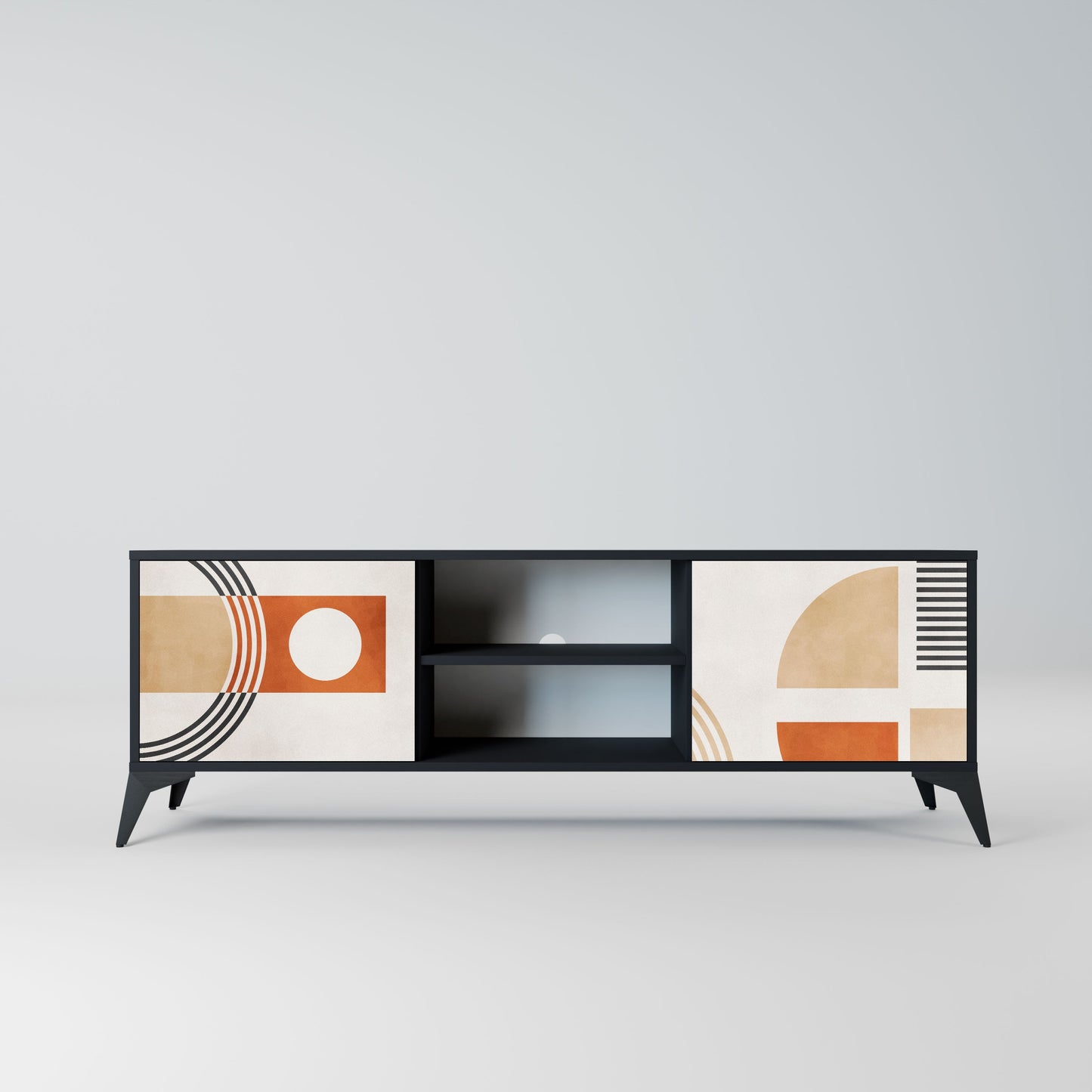 SPACE AROUND 2-Door TV Stand in Black Finish