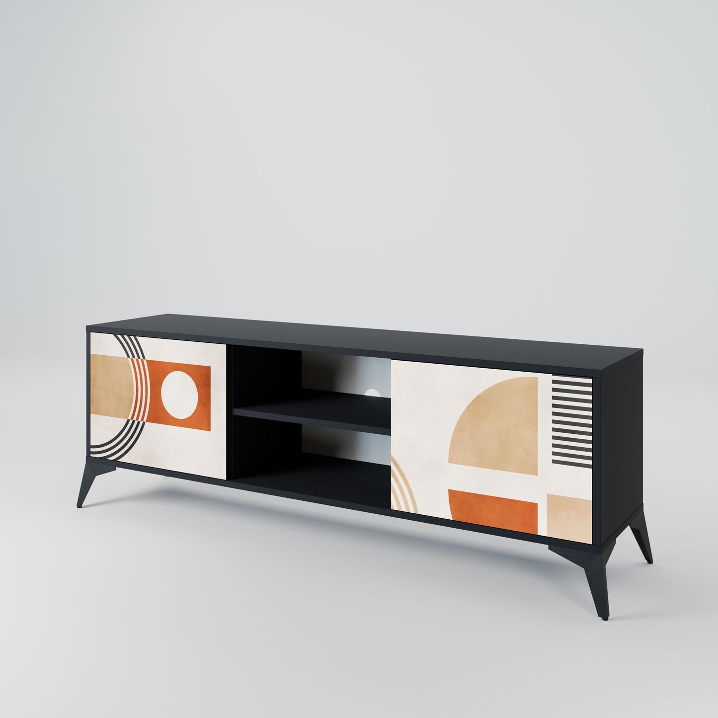 SPACE AROUND 2-Door TV Stand in Black Finish