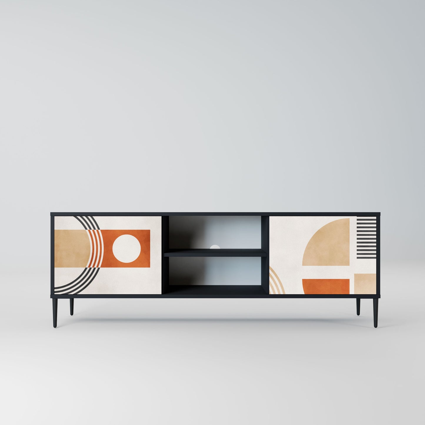 SPACE AROUND 2-Door TV Stand in Black Finish