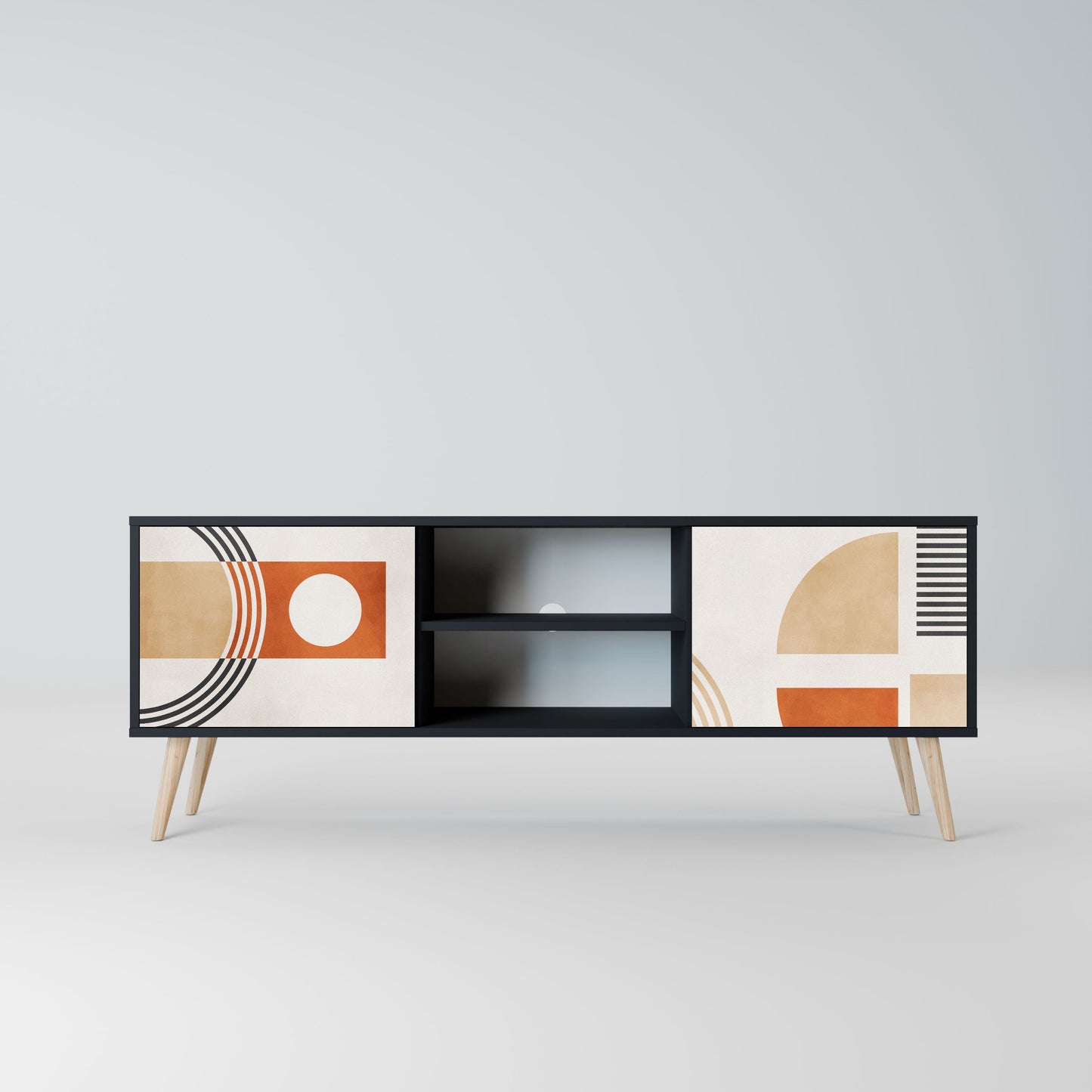 SPACE AROUND 2-Door TV Stand in Black Finish
