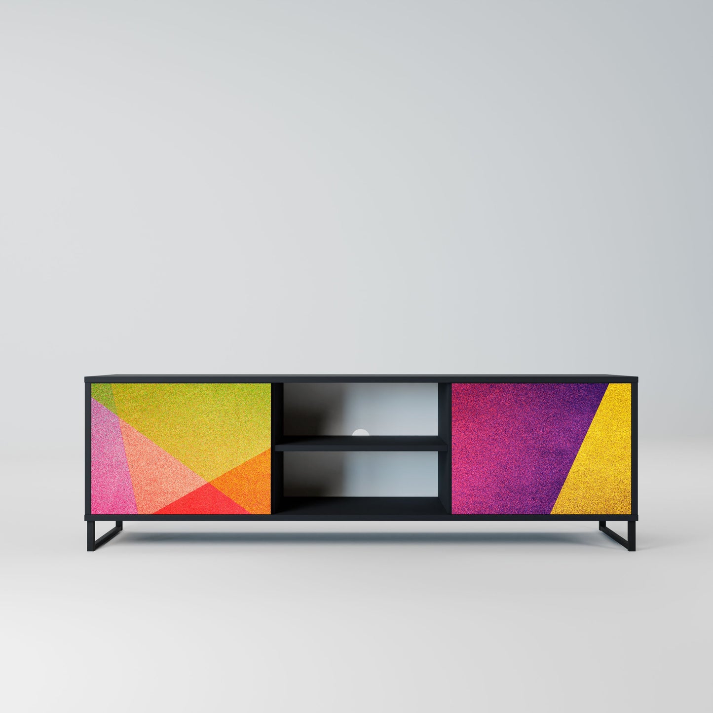 VIVID GEOMETRY 2-Door TV Stand in Black Finish