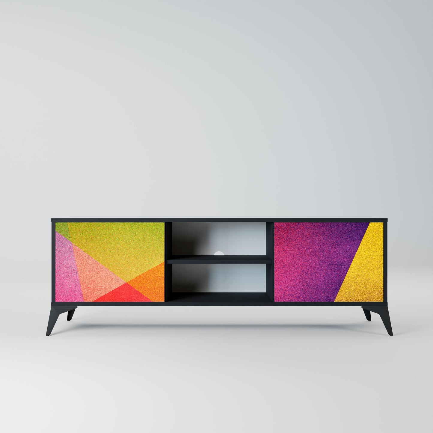 VIVID GEOMETRY 2-Door TV Stand in Black Finish