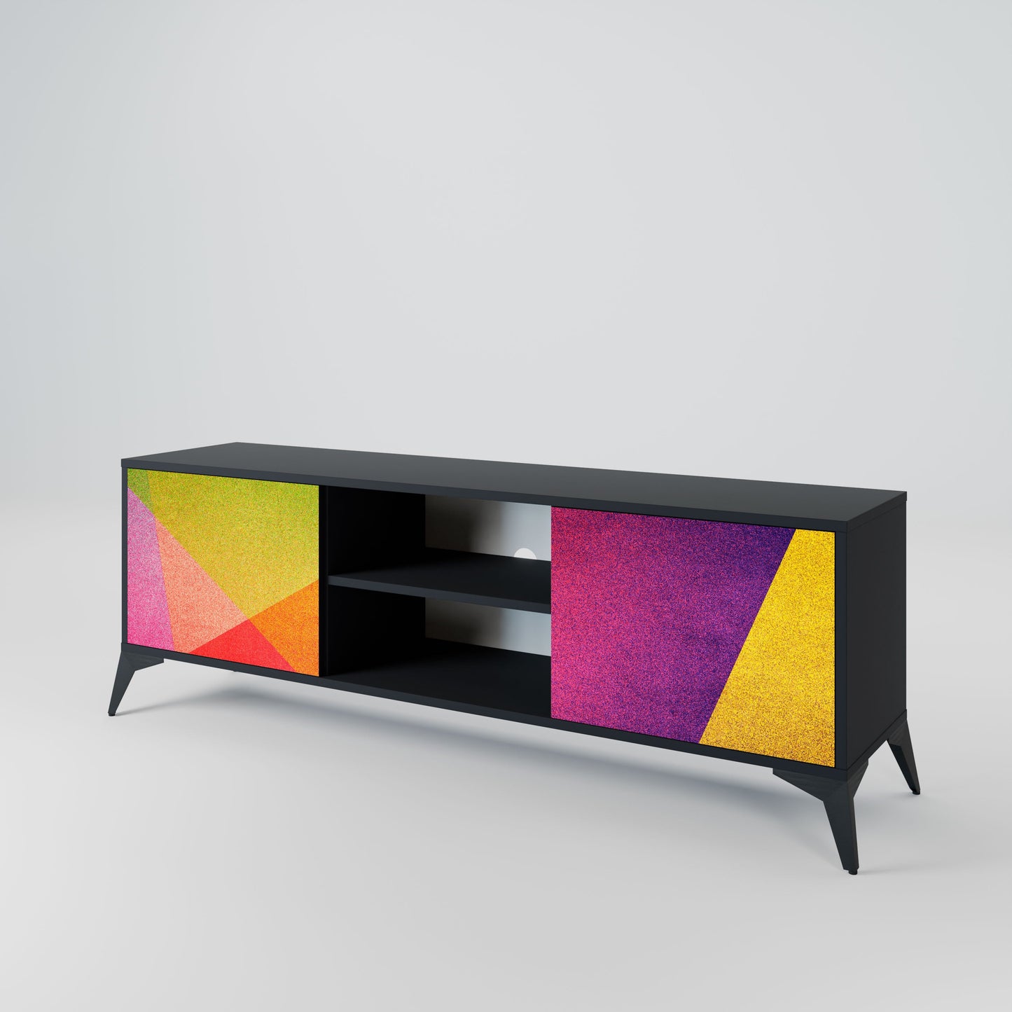 VIVID GEOMETRY 2-Door TV Stand in Black Finish