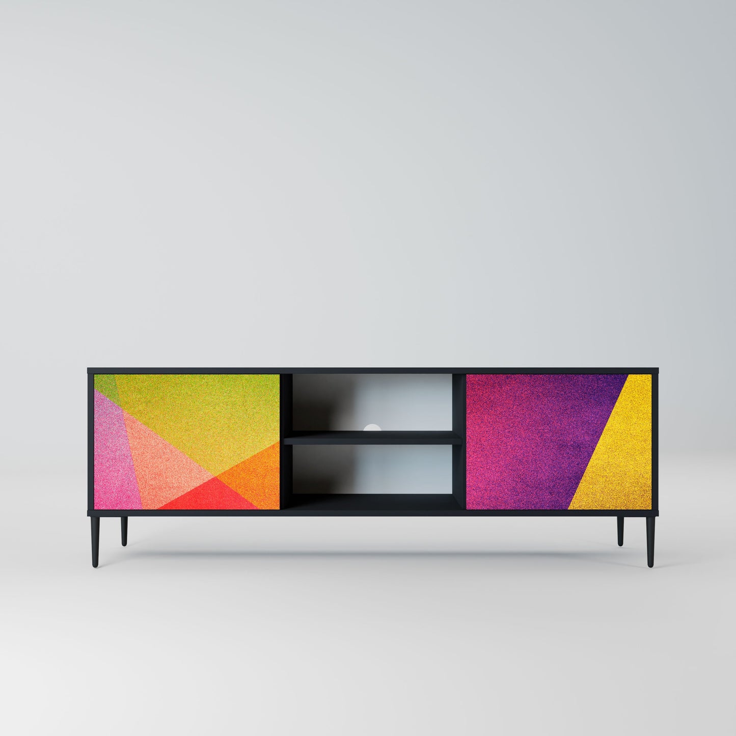 VIVID GEOMETRY 2-Door TV Stand in Black Finish