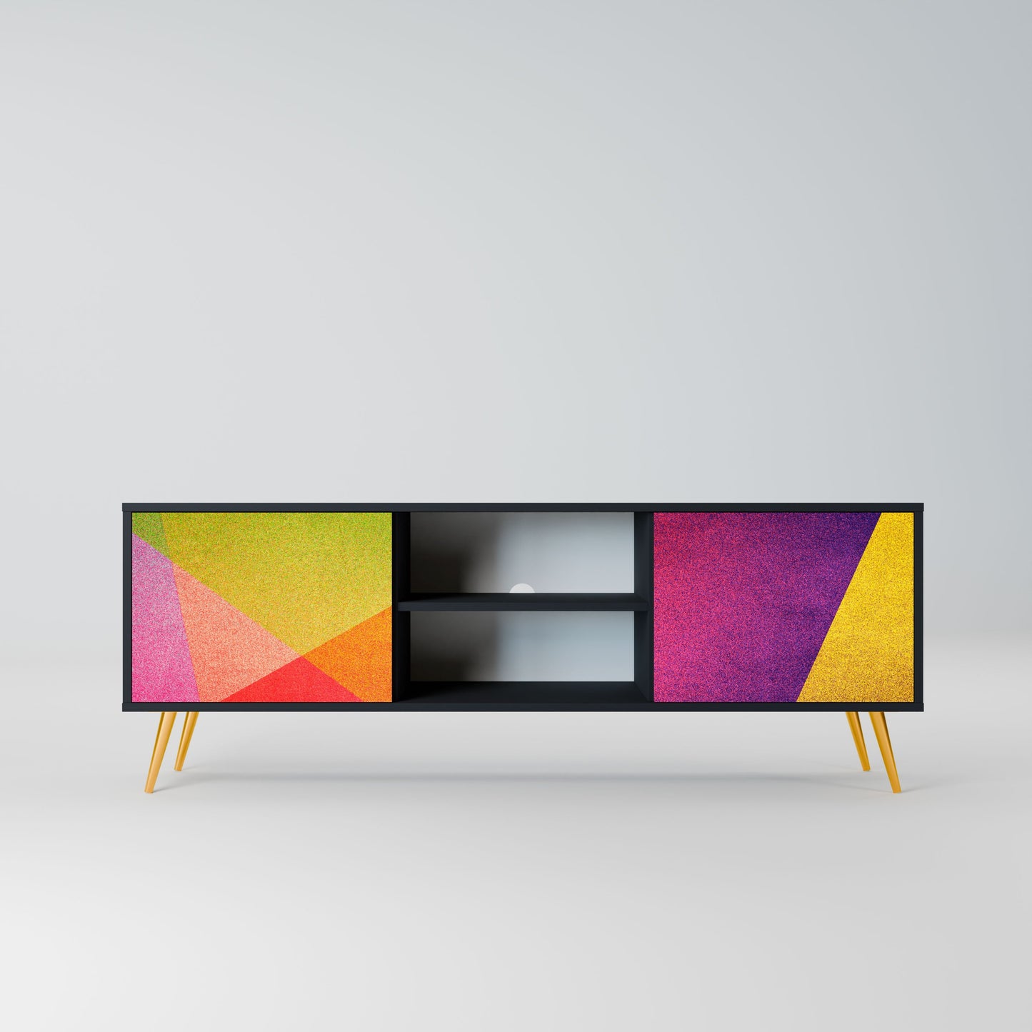 VIVID GEOMETRY 2-Door TV Stand in Black Finish