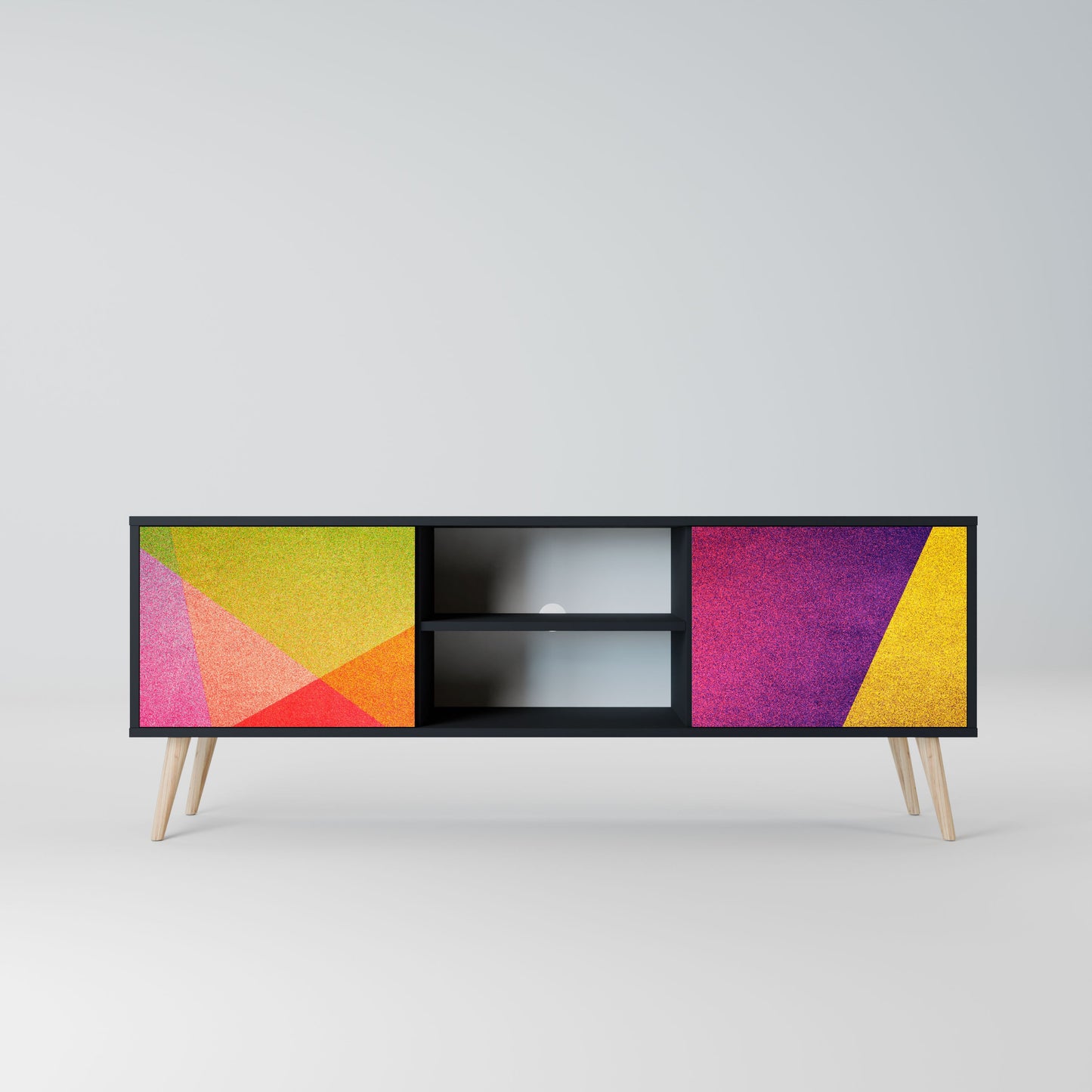 VIVID GEOMETRY 2-Door TV Stand in Black Finish