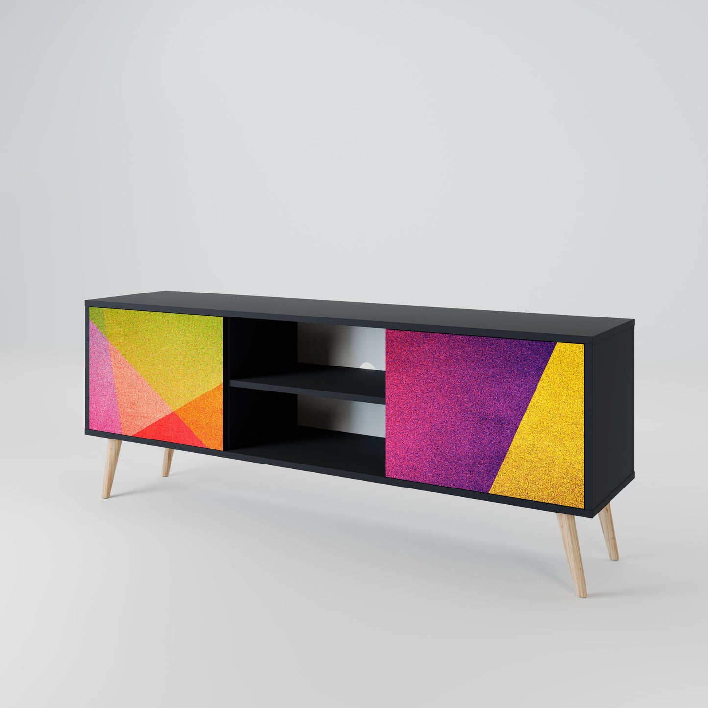 VIVID GEOMETRY 2-Door TV Stand in Black Finish