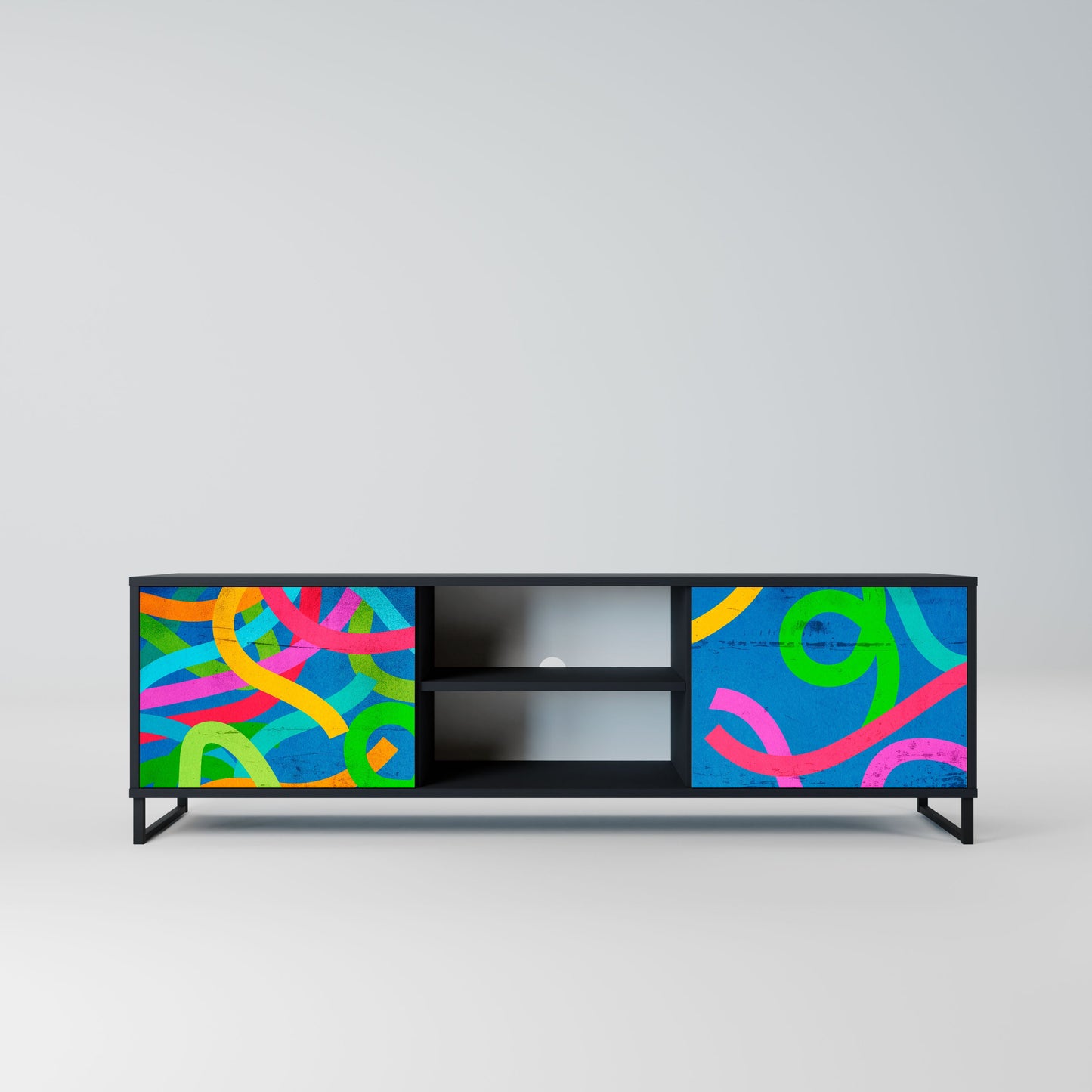 STREAMER TANGLE 2-Door TV Stand in Black Finish