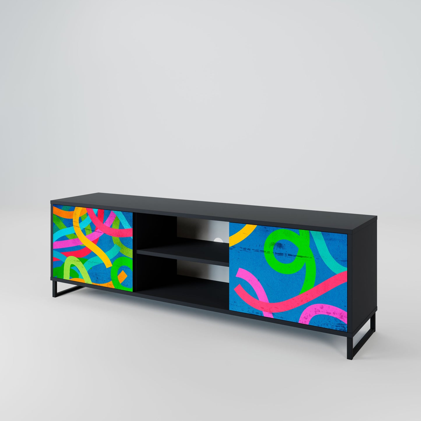 STREAMER TANGLE 2-Door TV Stand in Black Finish