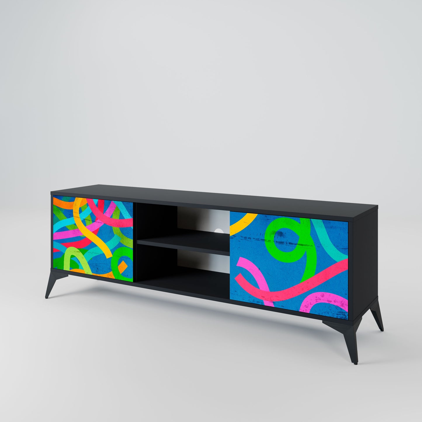 STREAMER TANGLE 2-Door TV Stand in Black Finish